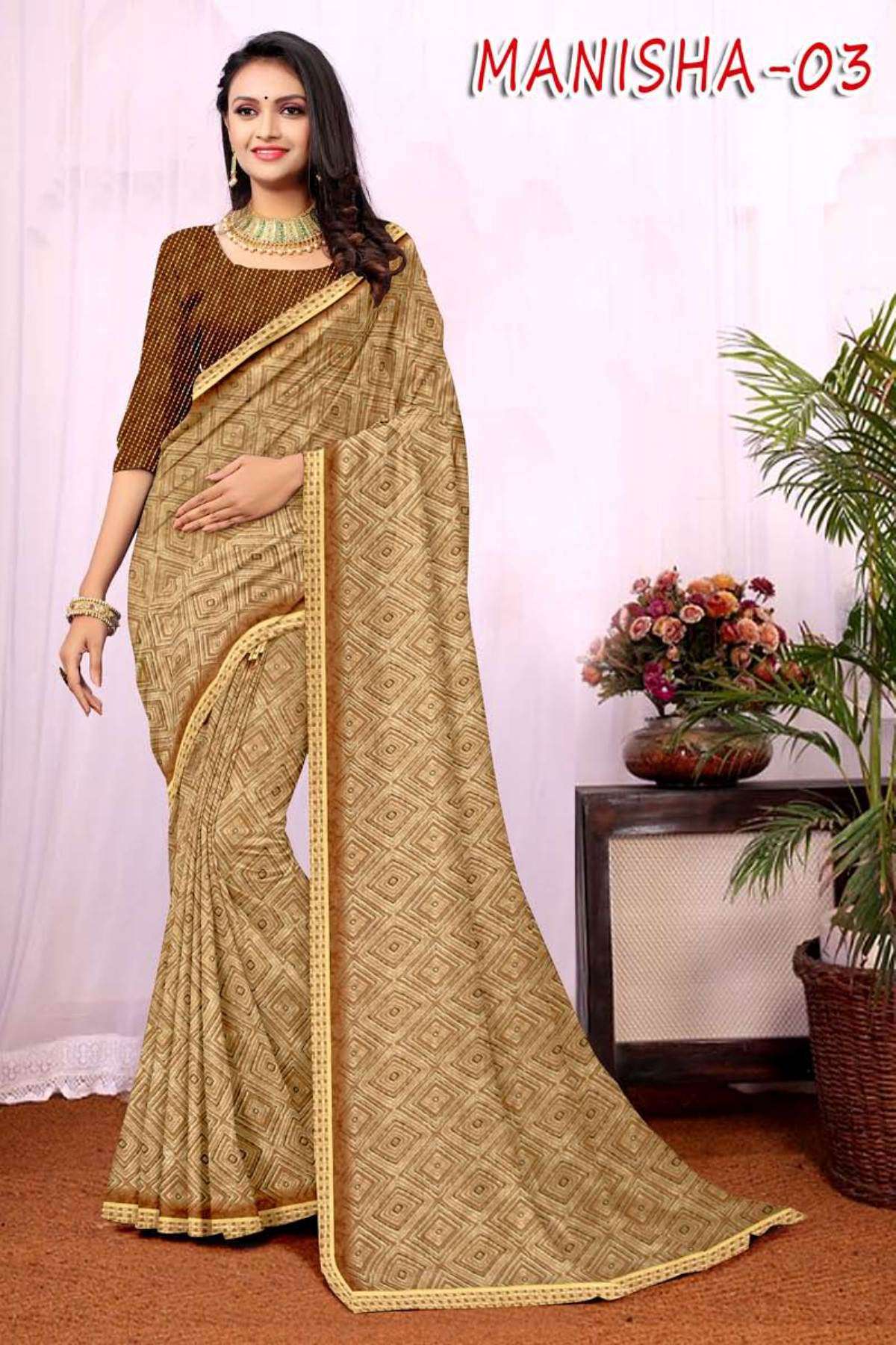 MANISHA-3 BY TEXOFAB IN RANIAL GEORGETTE ALL OVER PRINTED SAREE WITH BORDER 