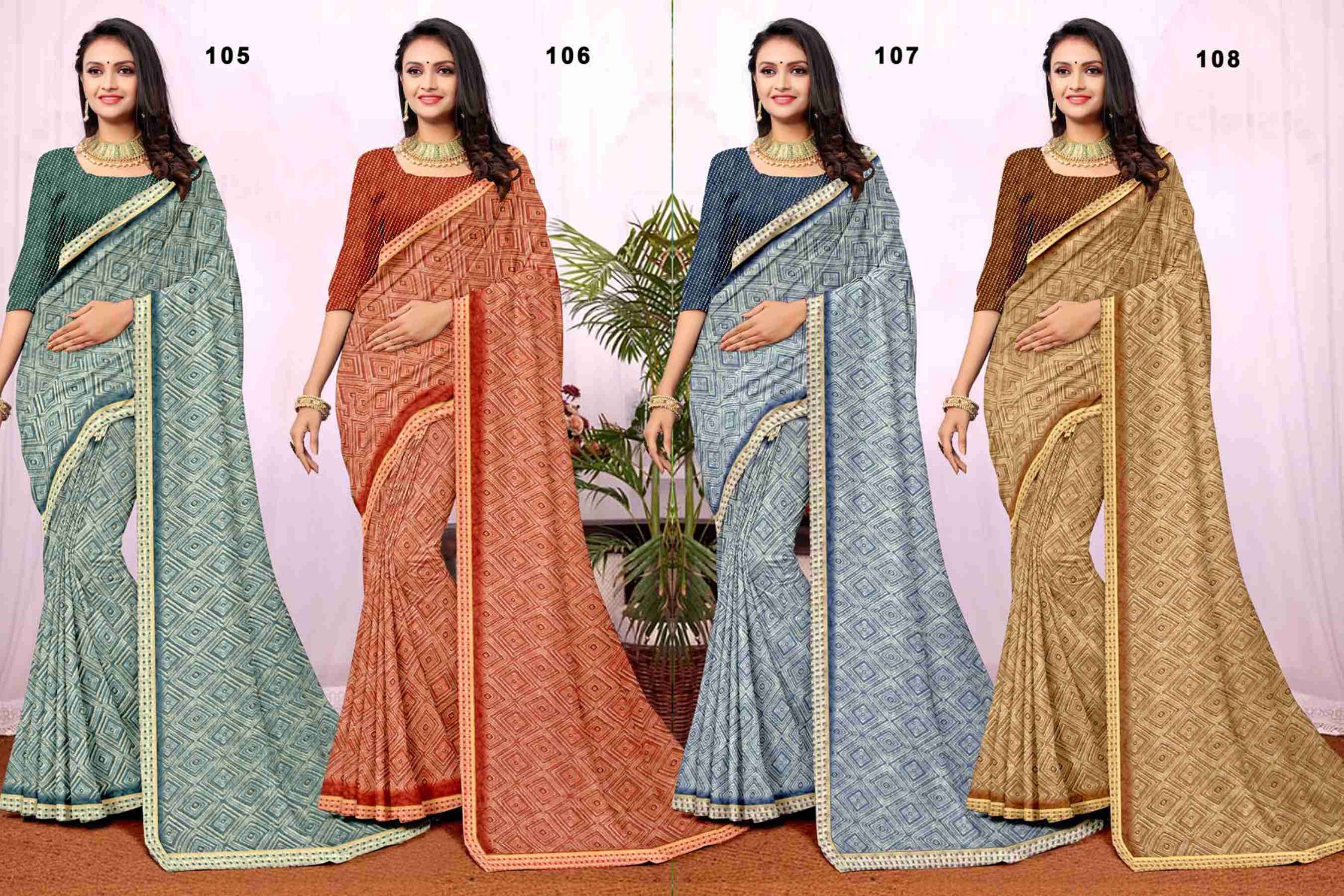 MANISHA-3 BY TEXOFAB IN RANIAL GEORGETTE ALL OVER PRINTED SAREE WITH BORDER 