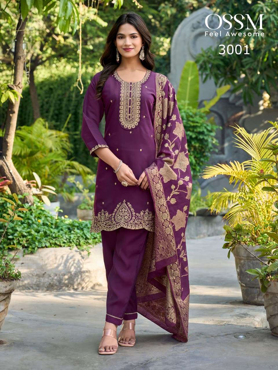 MANNAT VOL-3 BY OSSM IN VISCOS ROMAN SILK WITH HEAVY EMBROIDERY WORK KURTI PANT DUPATTA