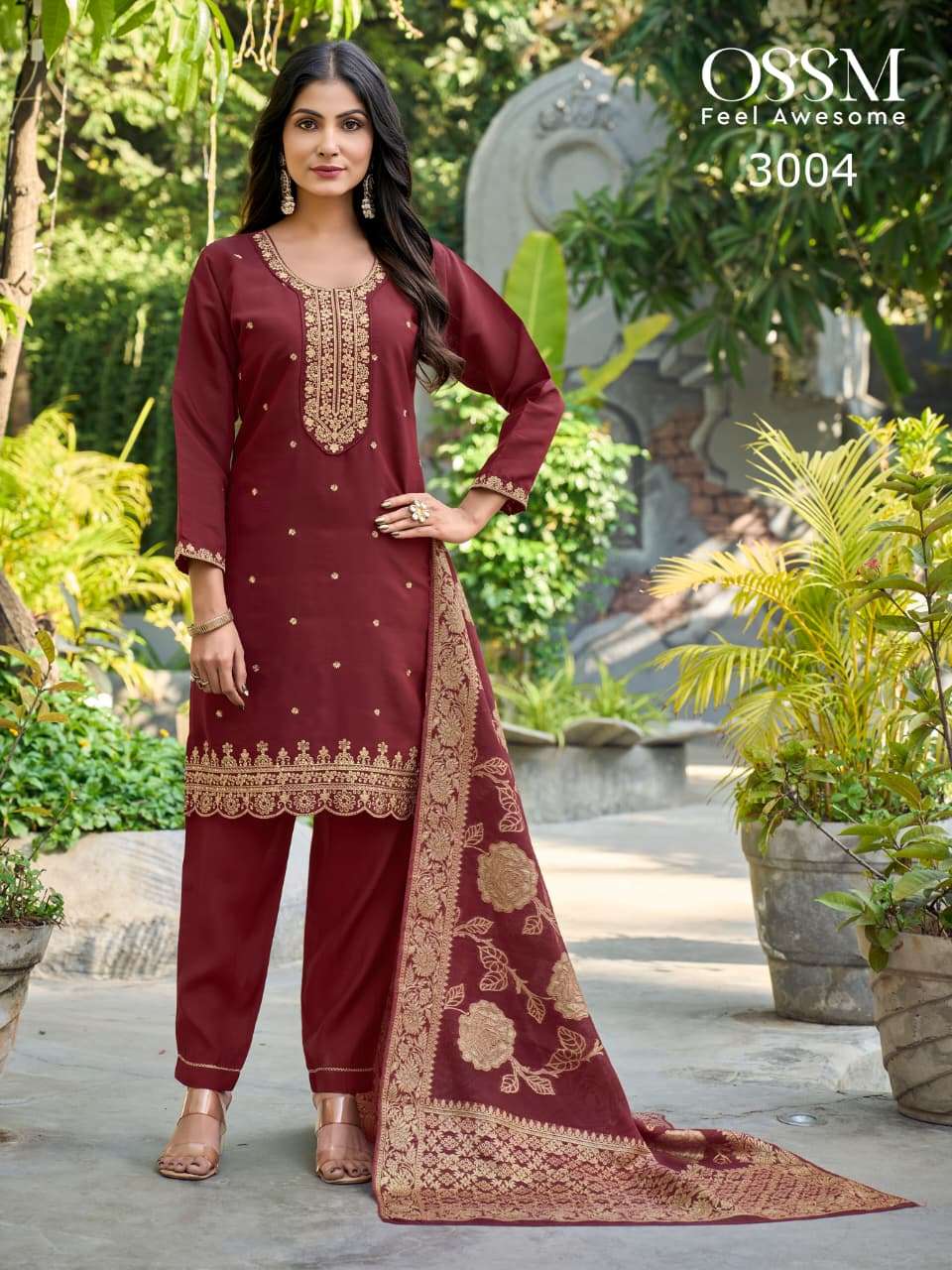 MANNAT VOL-3 BY OSSM IN VISCOS ROMAN SILK WITH HEAVY EMBROIDERY WORK KURTI PANT DUPATTA