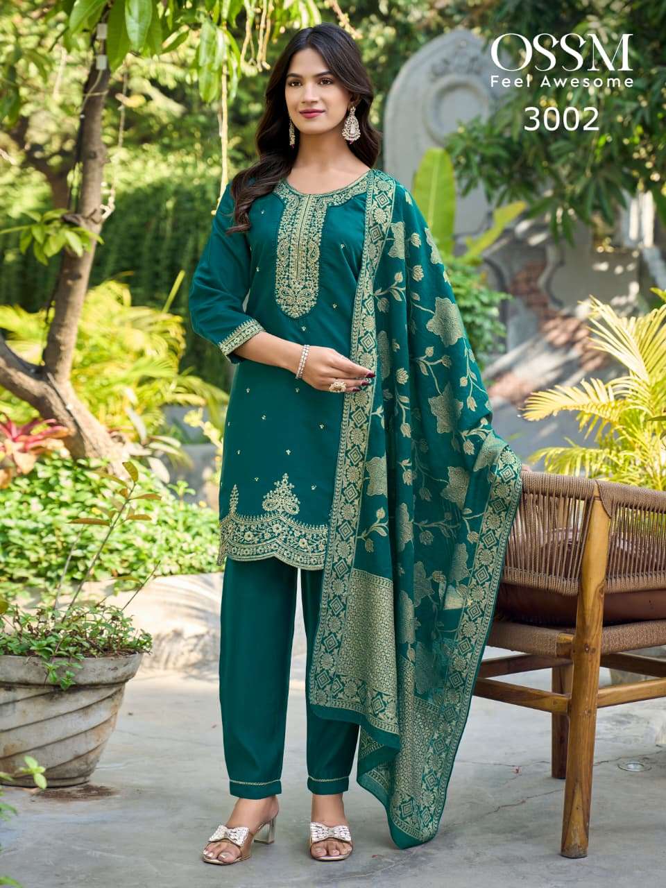 MANNAT VOL-3 BY OSSM IN VISCOS ROMAN SILK WITH HEAVY EMBROIDERY WORK KURTI PANT DUPATTA