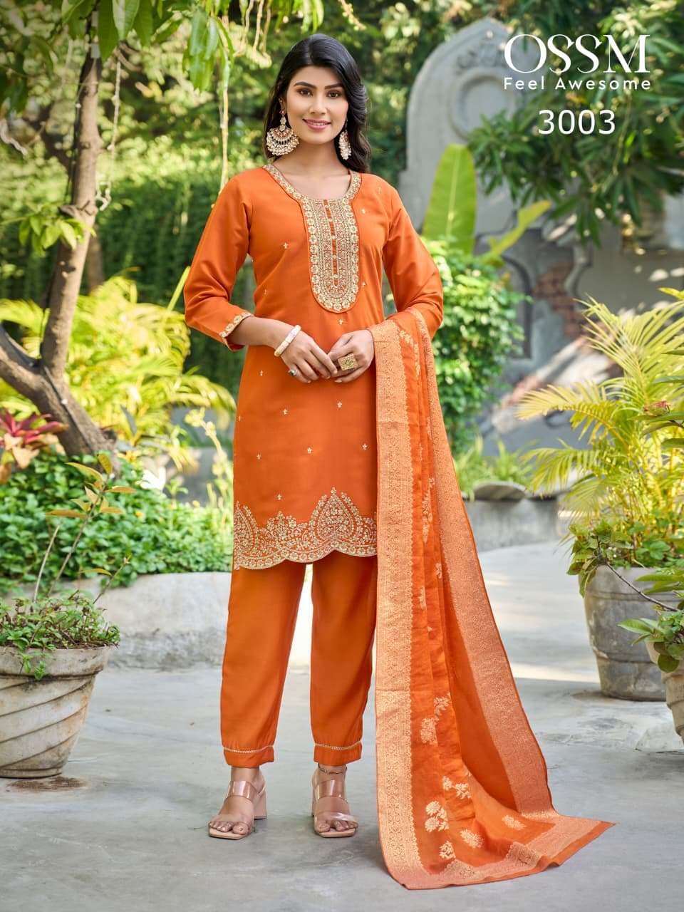 MANNAT VOL-3 BY OSSM IN VISCOS ROMAN SILK WITH HEAVY EMBROIDERY WORK KURTI PANT DUPATTA
