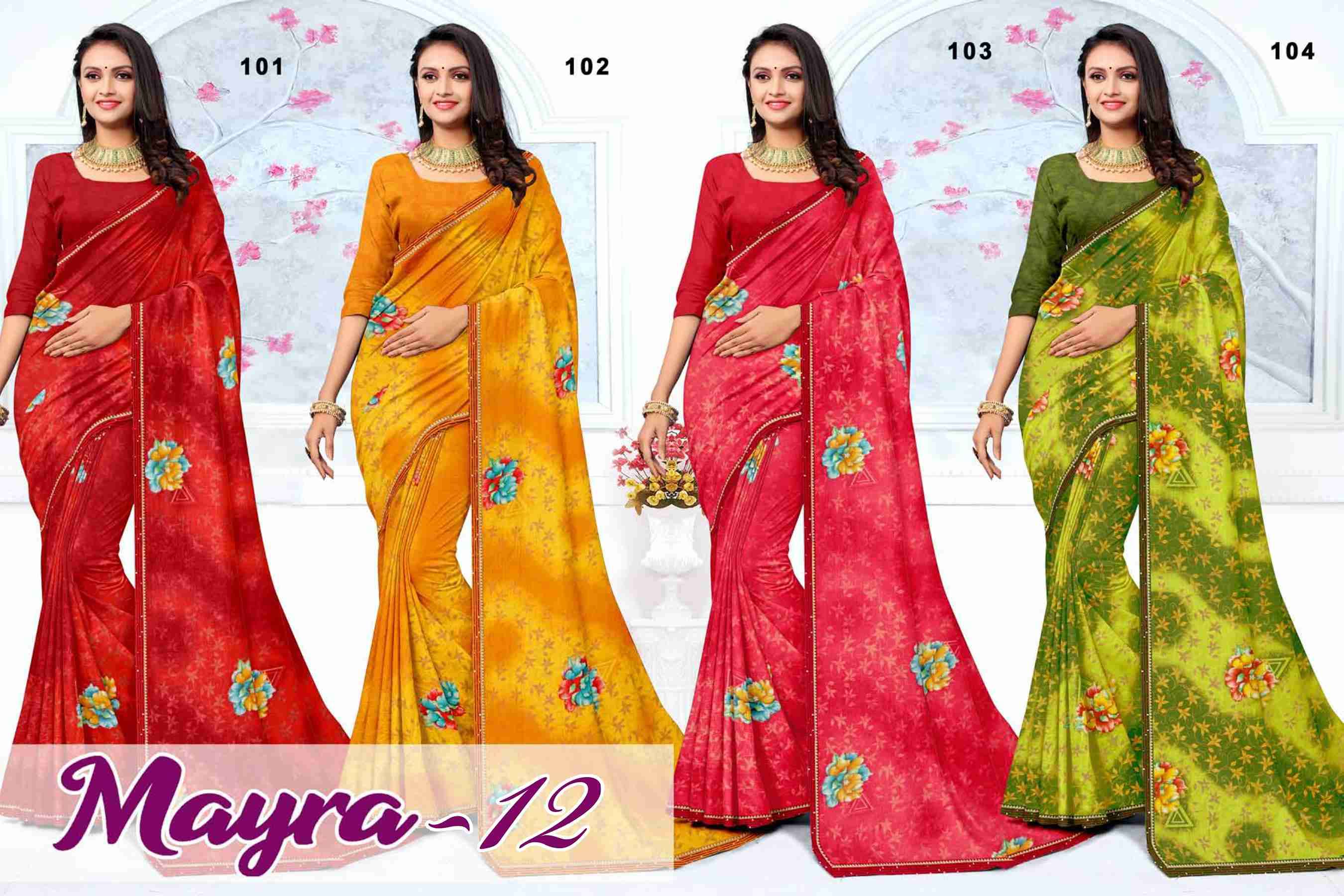 MAYRA-12 BY TEXOFAB IN RANIAL GEORGETTE ALL OVER PRINTED SAREE WITH BORDER 