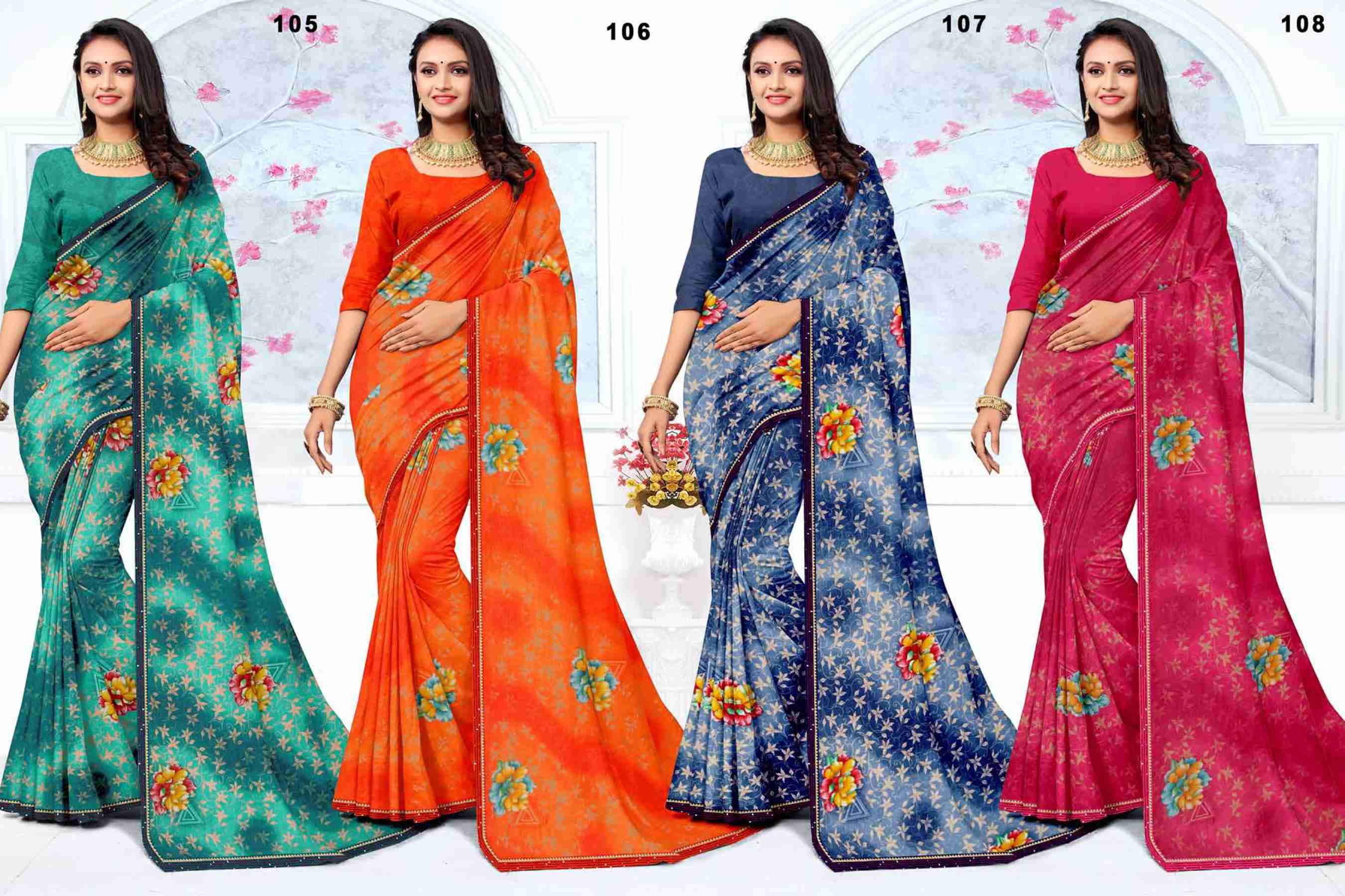 MAYRA-12 BY TEXOFAB IN RANIAL GEORGETTE ALL OVER PRINTED SAREE WITH BORDER 