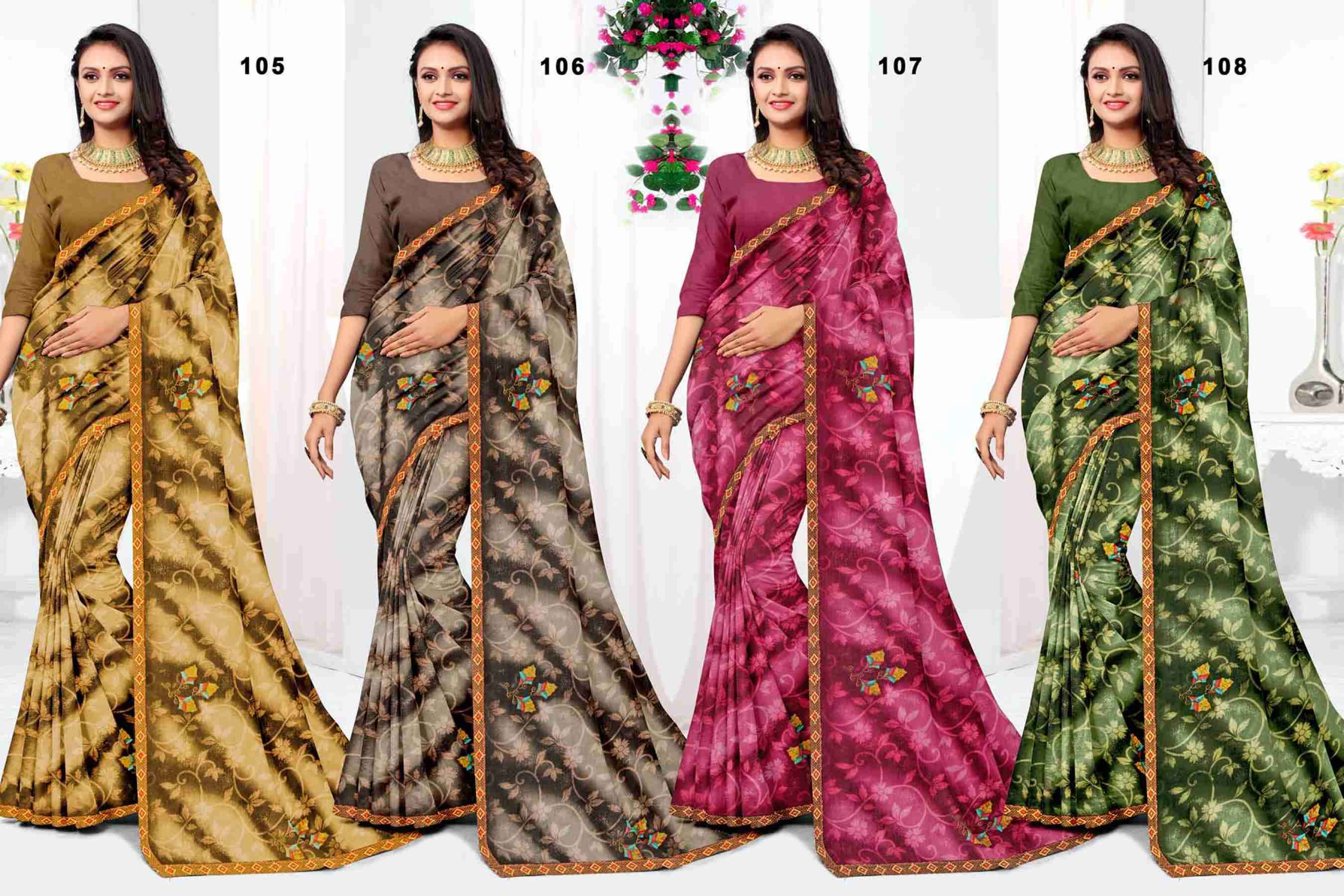 MAYURI-15 BY TEXOFAB IN RANIAL GEORGETTE ALL OVER PRINTED SAREE WITH BORDER 