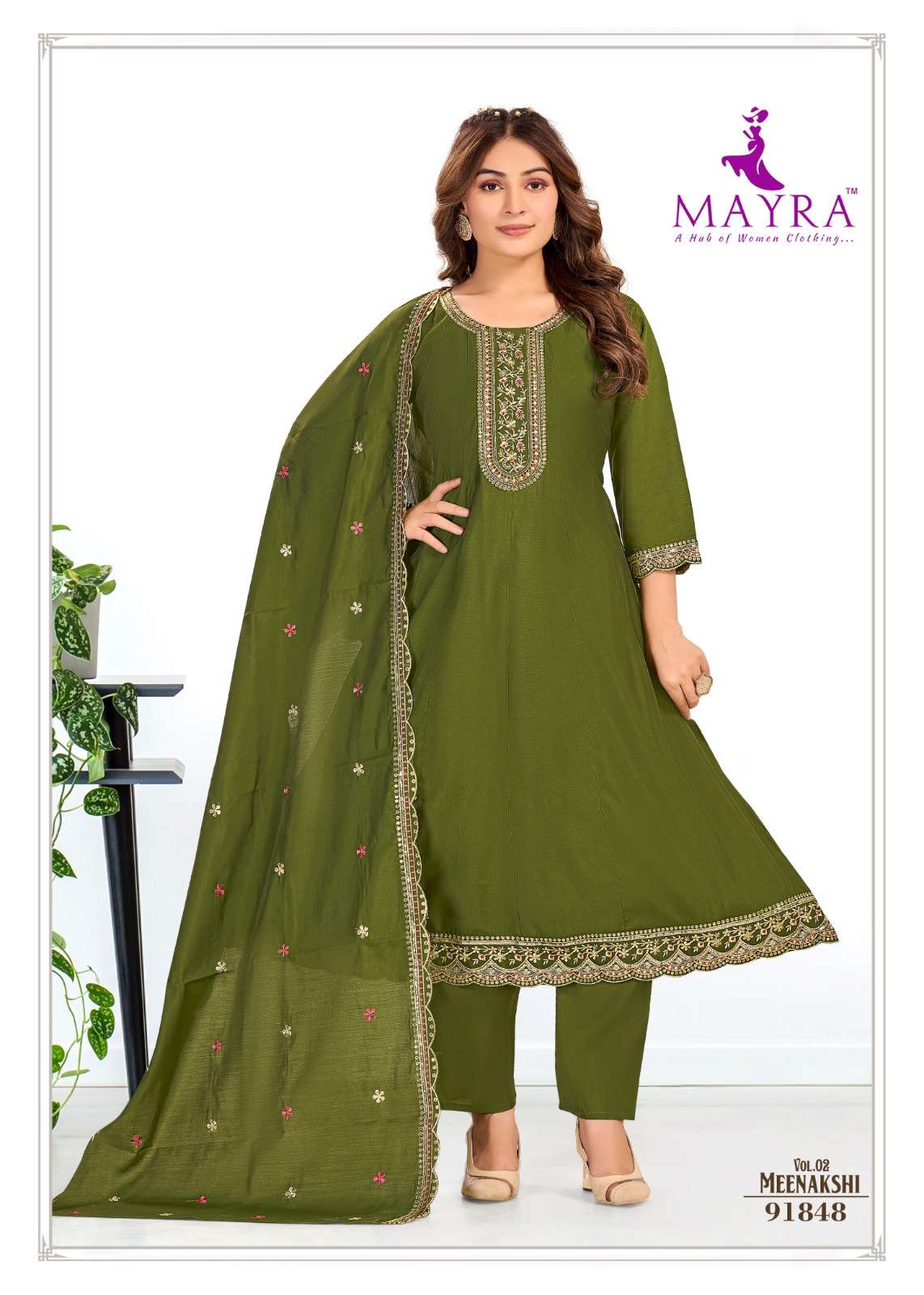 MEENAKSHI BY MAYRA FASHION IN ROMAN SILK UMBRELLA KALLI & SEQUENCE EMBROIDERED WORK
