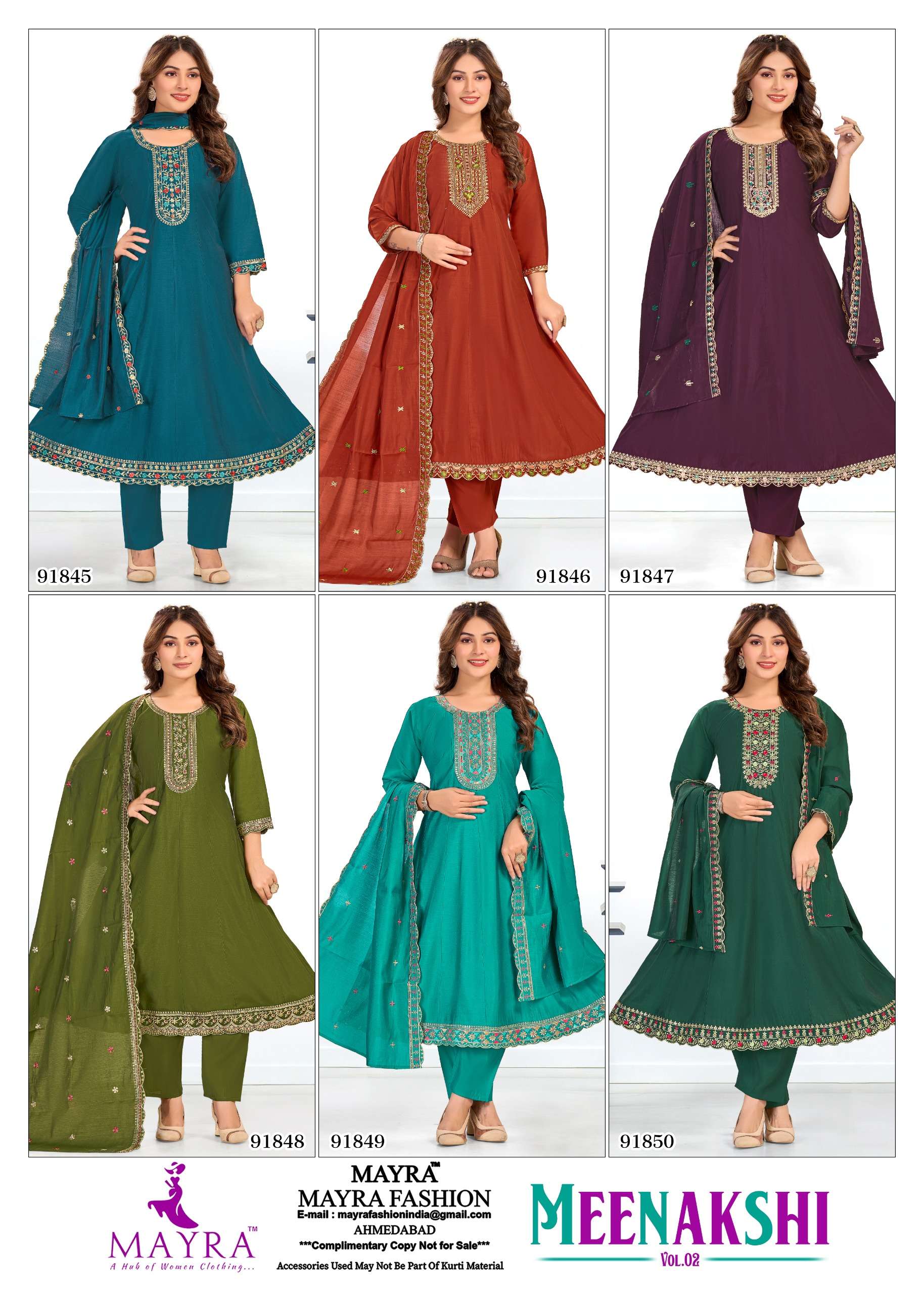 MEENAKSHI BY MAYRA FASHION IN ROMAN SILK UMBRELLA KALLI & SEQUENCE EMBROIDERED WORK