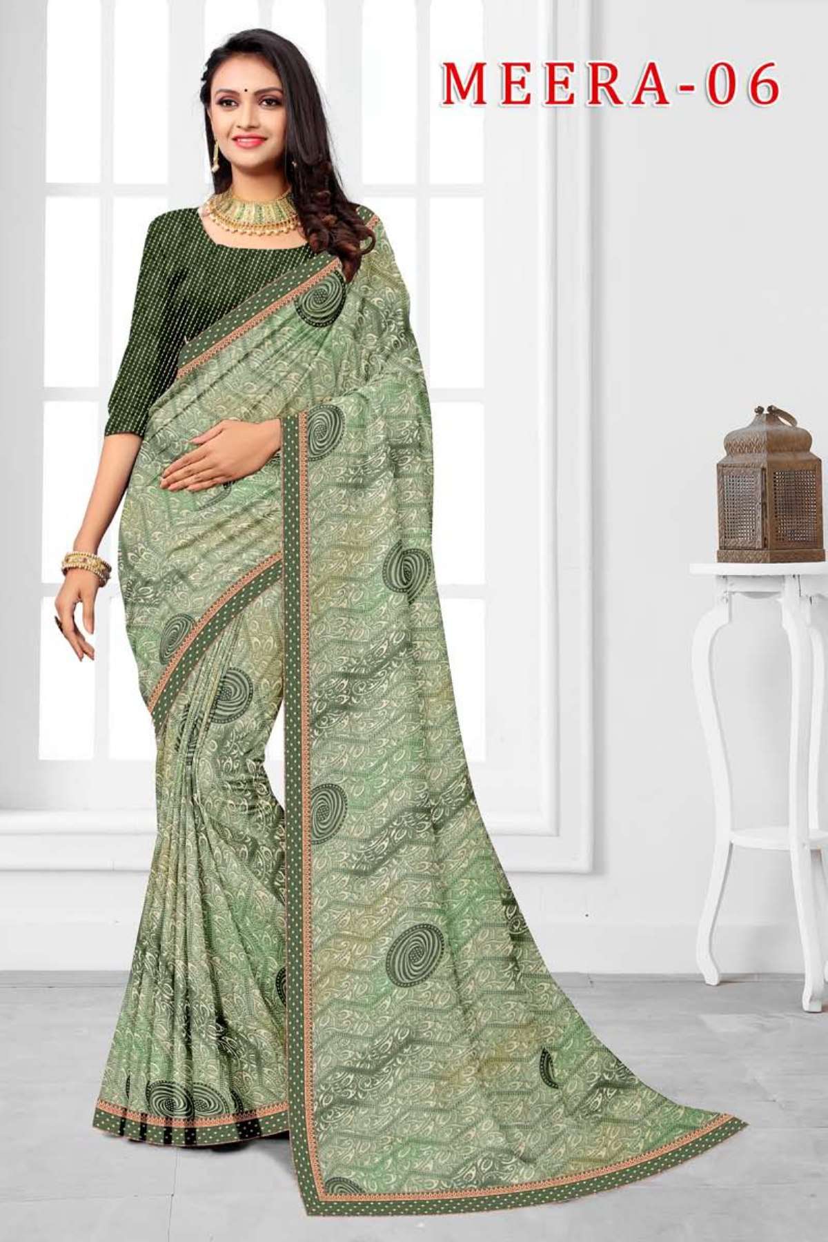 MEERA-6 BY TEXOFAB IN RANIAL GEORGETTE ALL OVER PRINTED SAREE WITH BORDER 