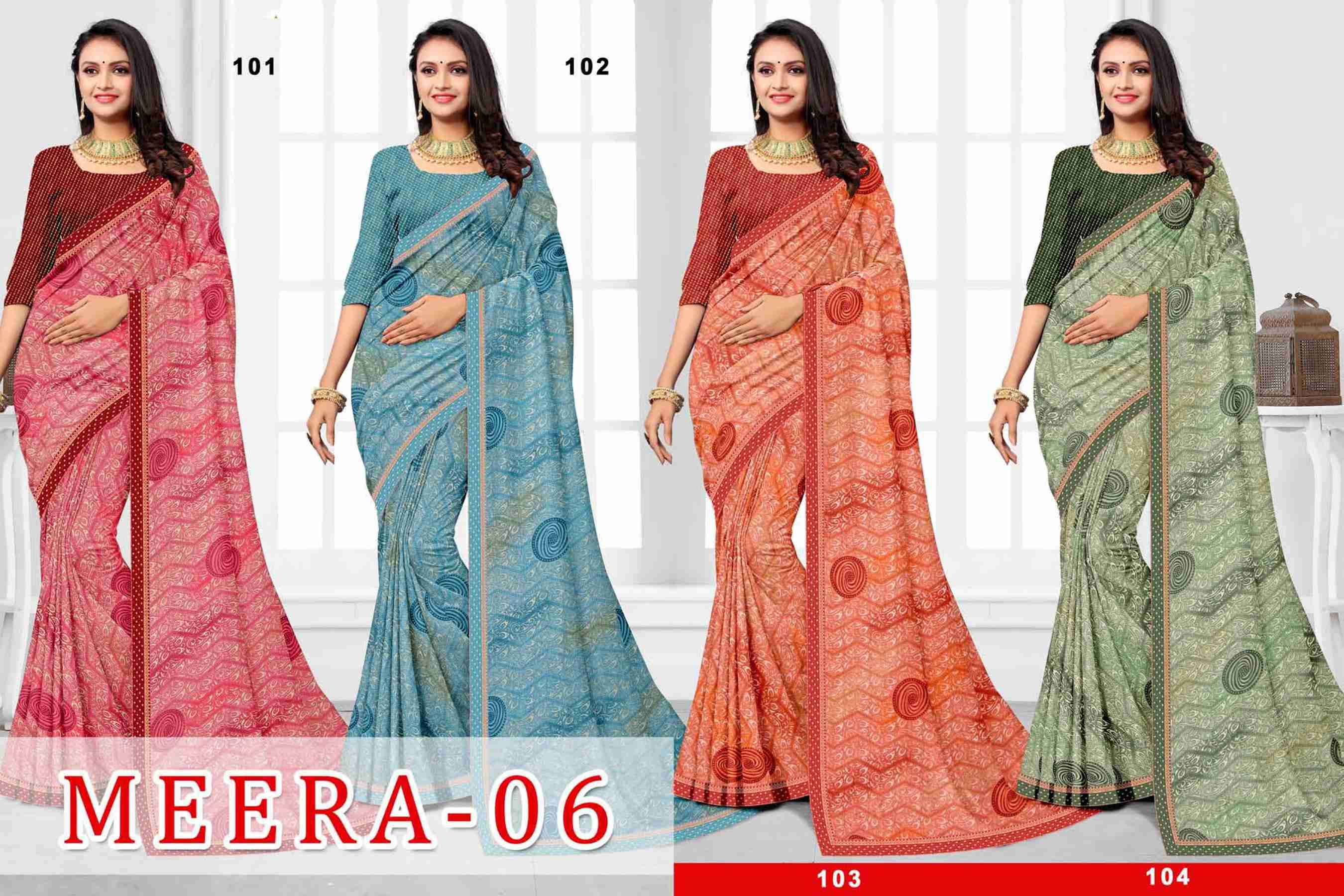MEERA-6 BY TEXOFAB IN RANIAL GEORGETTE ALL OVER PRINTED SAREE WITH BORDER 