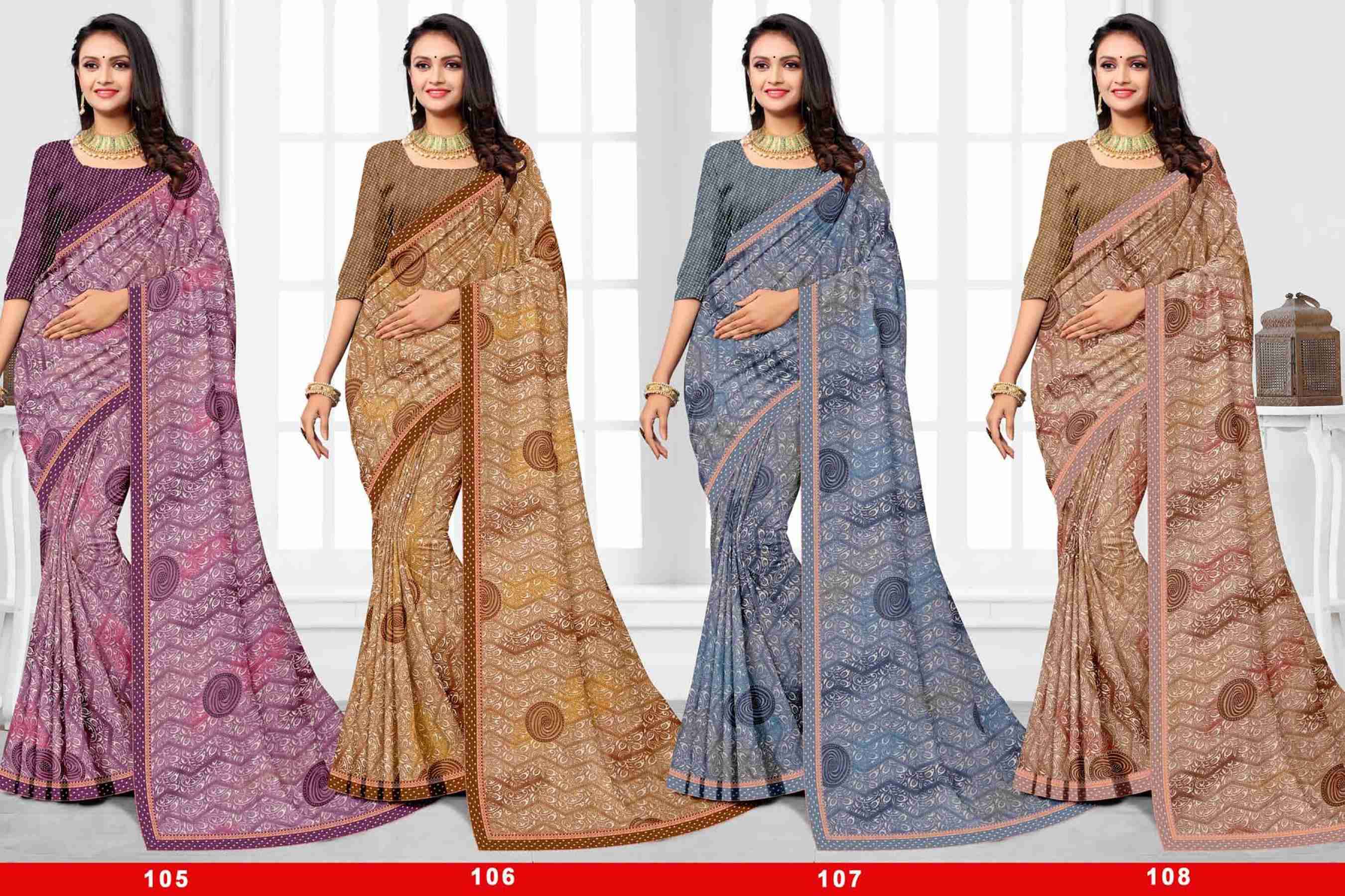 MEERA-6 BY TEXOFAB IN RANIAL GEORGETTE ALL OVER PRINTED SAREE WITH BORDER 