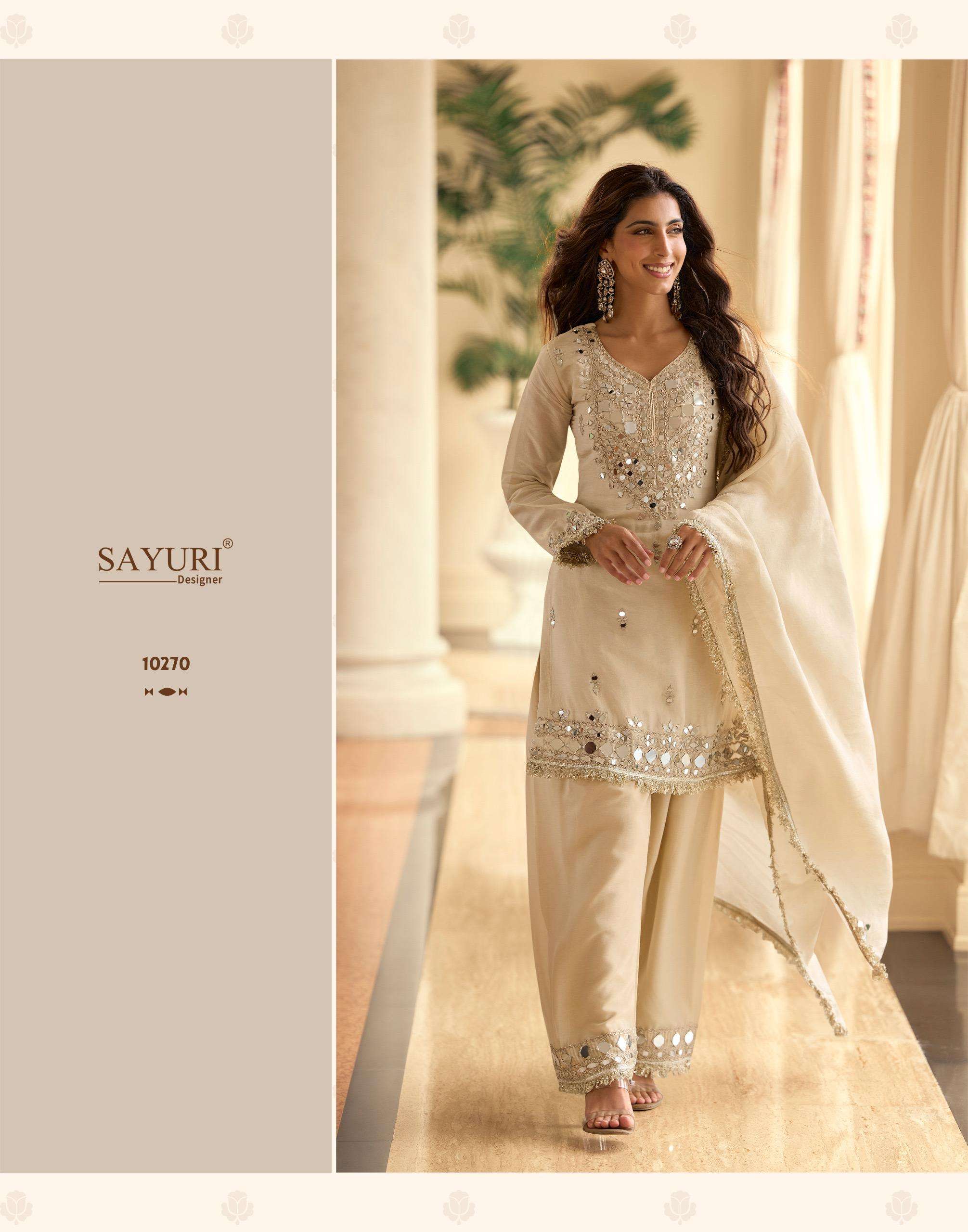 MIRROR BY SAYURI DESIGNER IN SIMAR SILK WITH MIRROR EMBROIDERED TOP PLAZZO AND DUPATTA