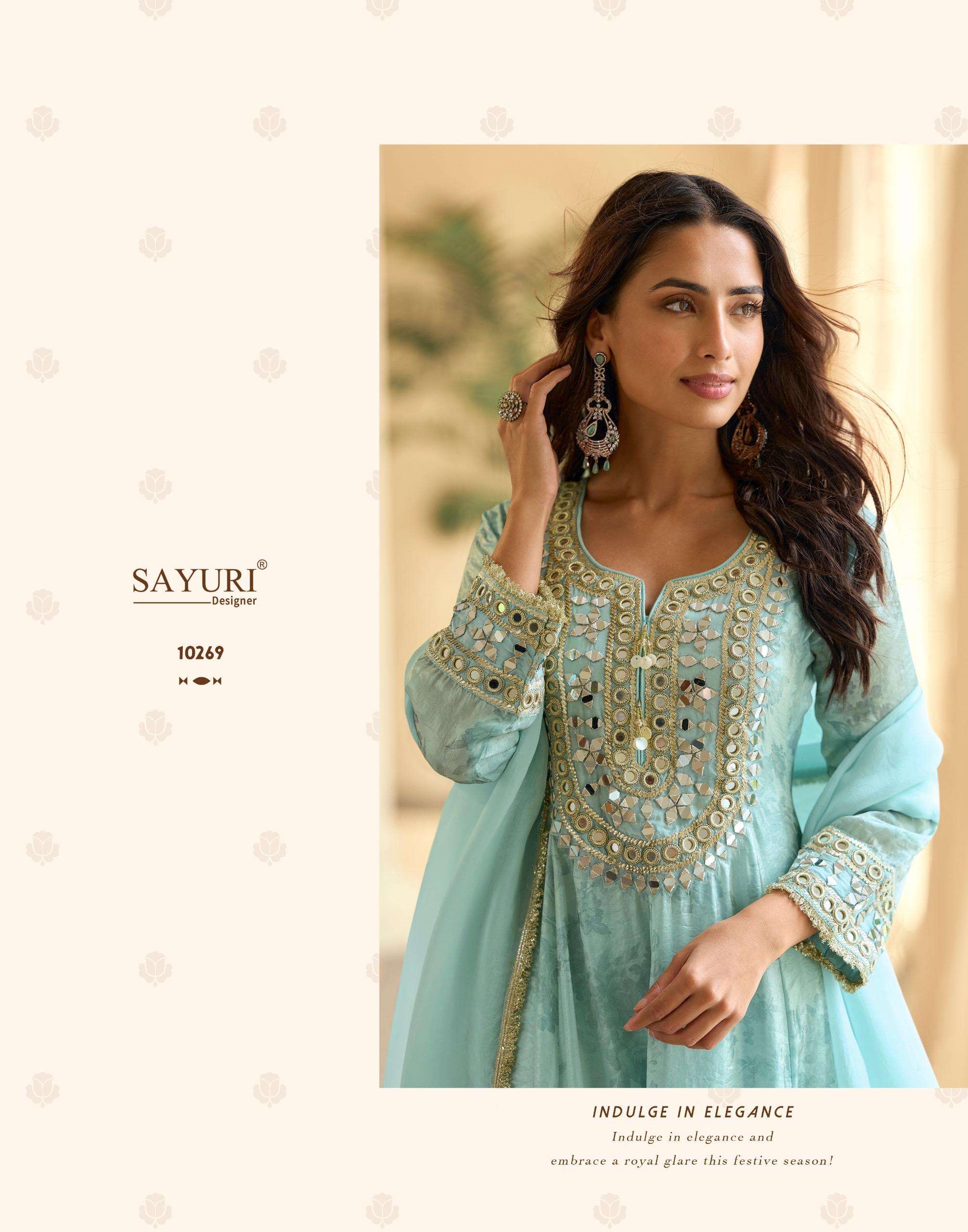 MIRROR BY SAYURI DESIGNER IN SIMAR SILK WITH MIRROR EMBROIDERED TOP PLAZZO AND DUPATTA