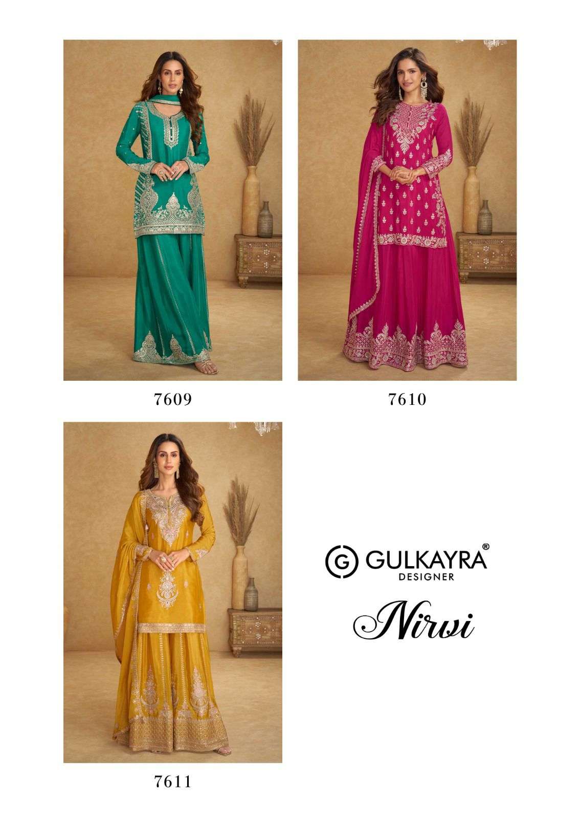 NIRVI BY GULKAYRA DESIGNER IN REAL CHINON WITH EMBROIDERY & HANDWORK 