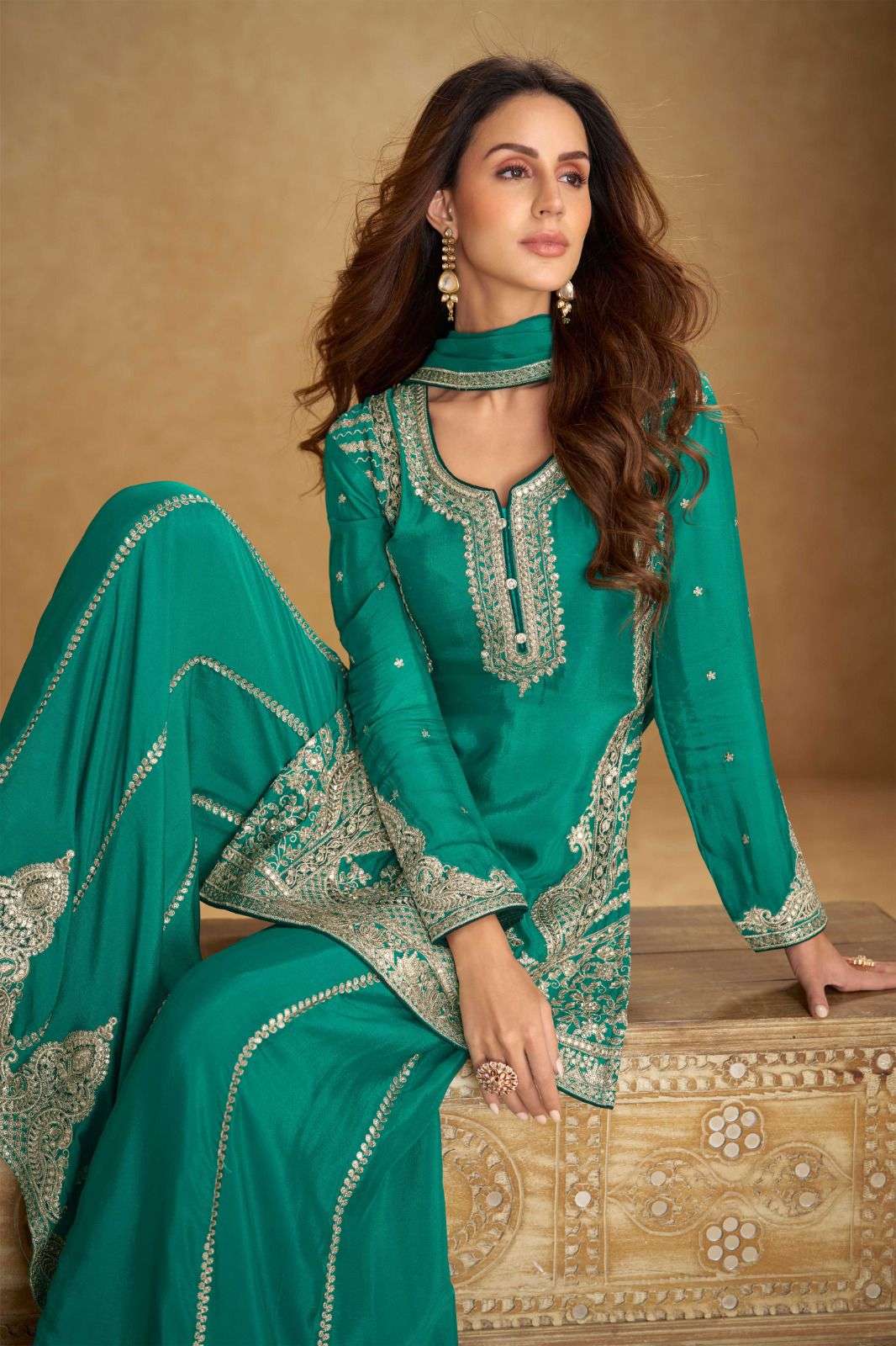 NIRVI BY GULKAYRA DESIGNER IN REAL CHINON WITH EMBROIDERY & HANDWORK 