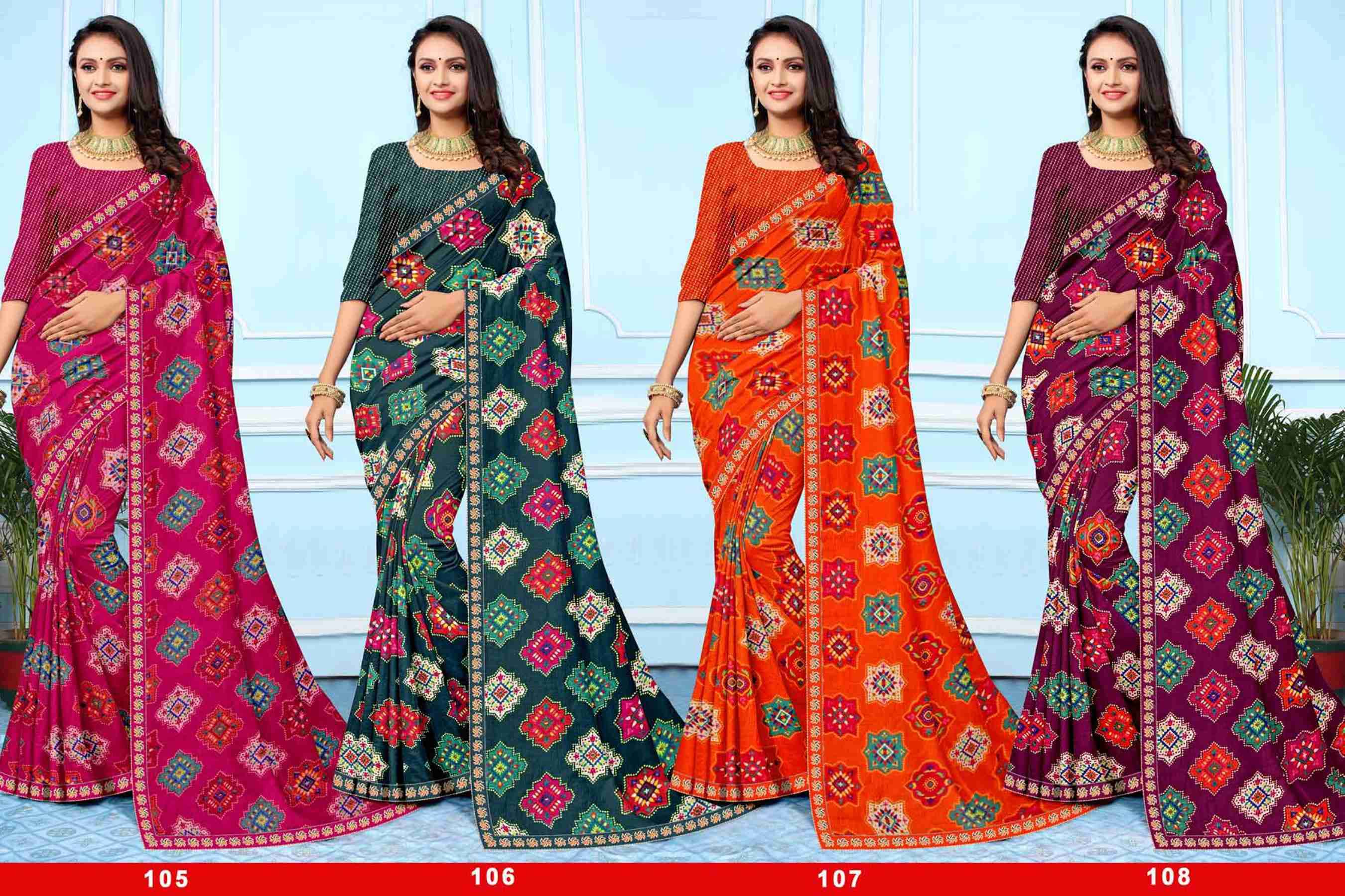 NITYA-9 BY TEXOFAB IN RANIAL GEORGETTE ALL OVER PRINTED SAREE WITH BORDER 