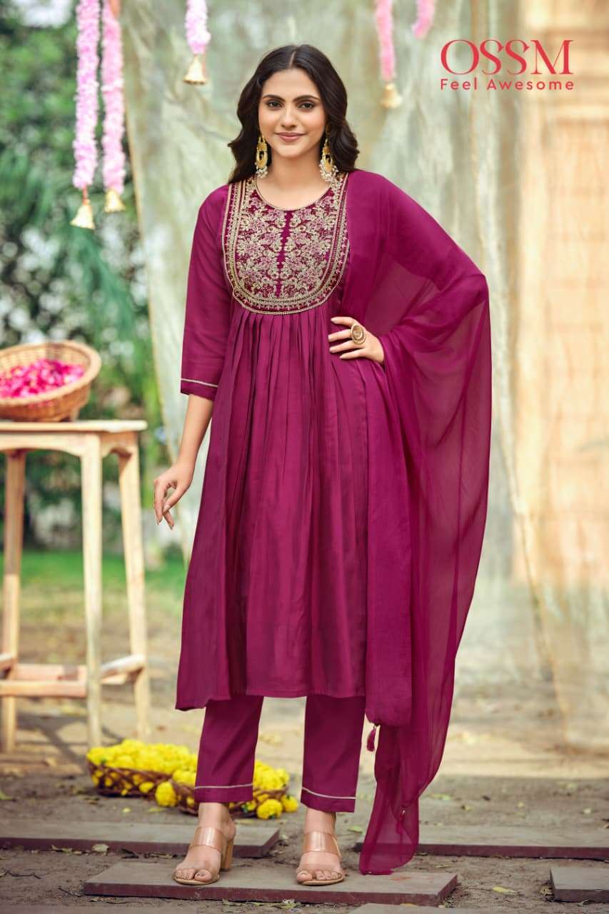NOOR BY OSSM IN MAL CHANDERI WITH HEAVY EMBROIDERY WORK AND FANCY 3 PC COLLECTION 