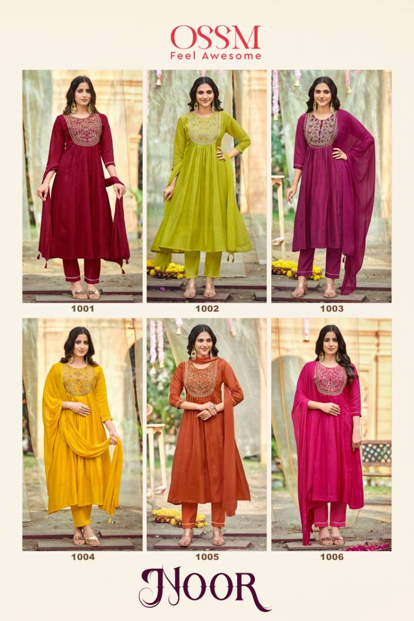 NOOR BY OSSM IN MAL CHANDERI WITH HEAVY EMBROIDERY WORK AND FANCY 3 PC COLLECTION 