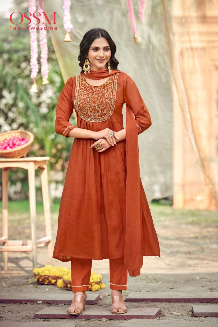NOOR BY OSSM IN MAL CHANDERI WITH HEAVY EMBROIDERY WORK AND FANCY 3 PC COLLECTION 