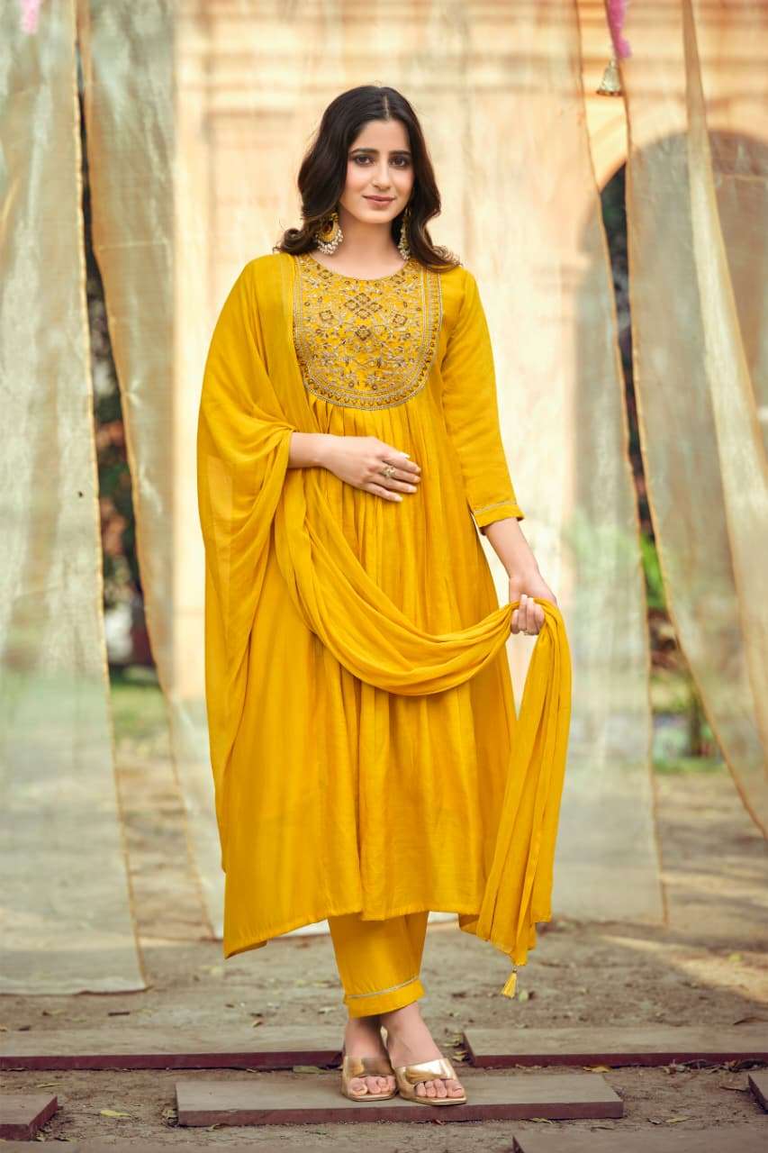 NOOR BY OSSM IN MAL CHANDERI WITH HEAVY EMBROIDERY WORK AND FANCY 3 PC COLLECTION 