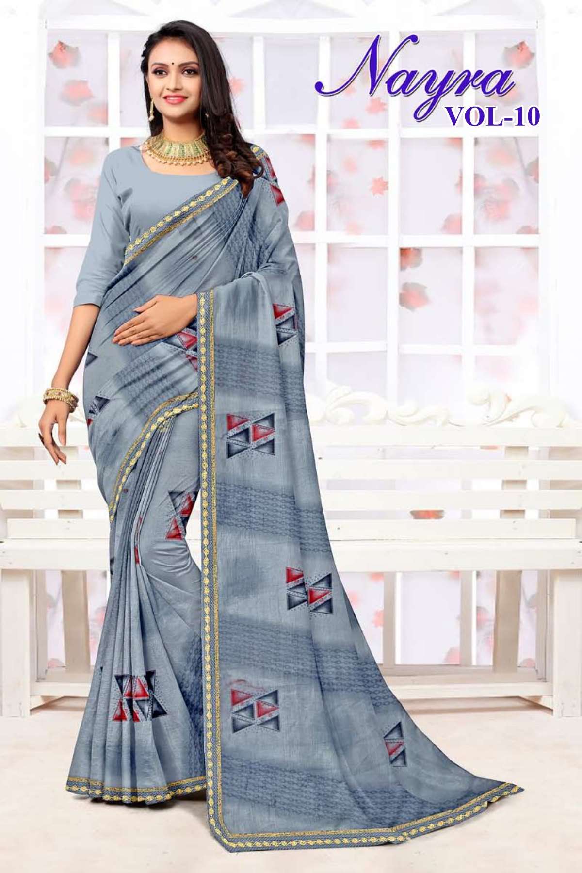 NAYRA-10 BY TEXOFAB IN RANIAL GEORGETTE ALL OVER PRINTED SAREE WITH BORDER 