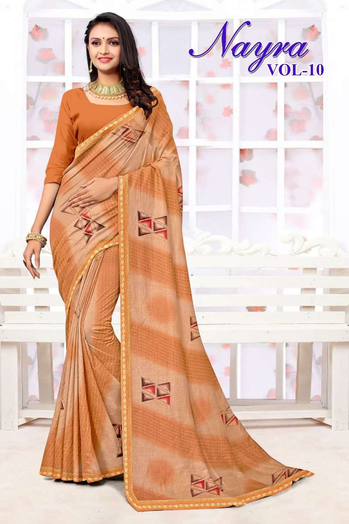 NAYRA-10 BY TEXOFAB IN RANIAL GEORGETTE ALL OVER PRINTED SAREE WITH BORDER 