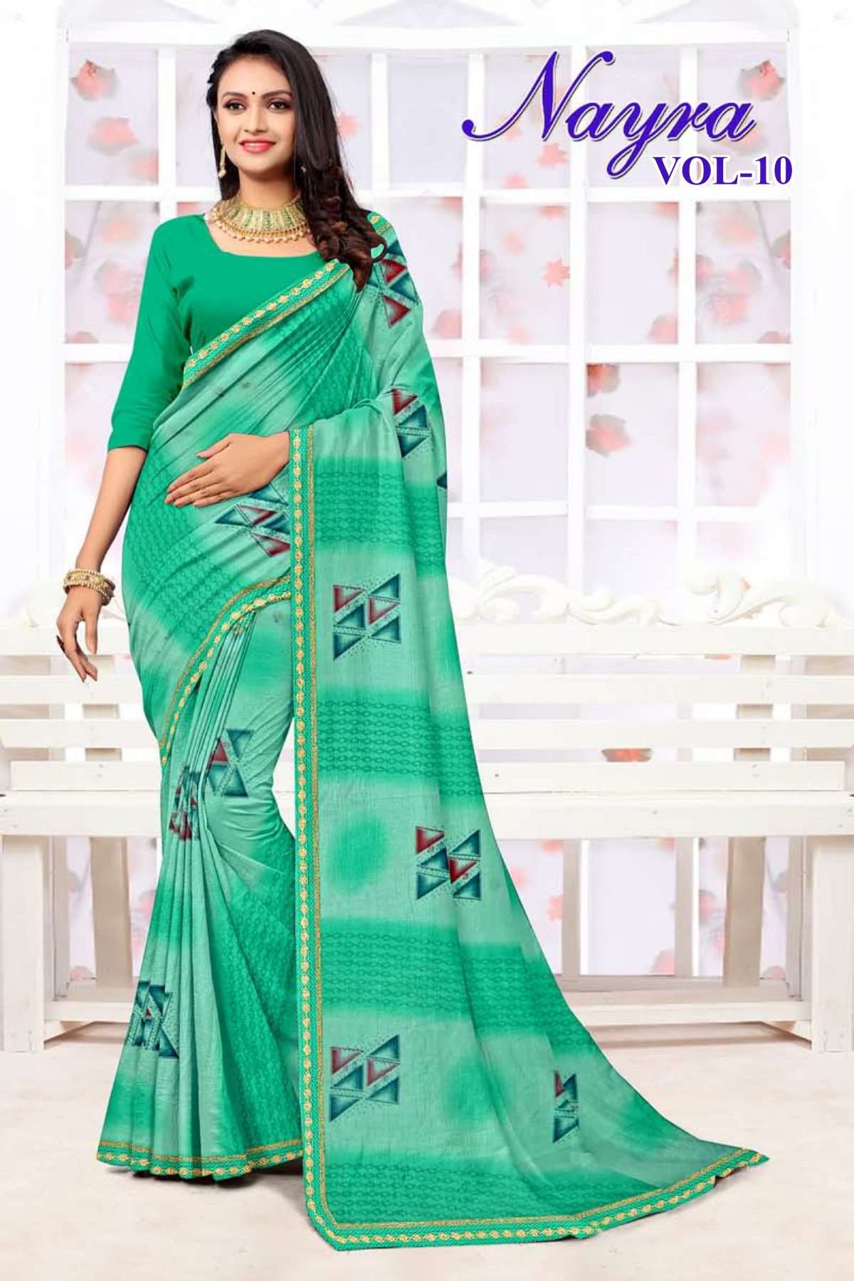 NAYRA-10 BY TEXOFAB IN RANIAL GEORGETTE ALL OVER PRINTED SAREE WITH BORDER 