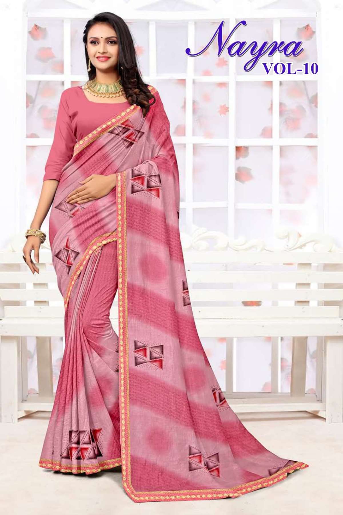 NAYRA-10 BY TEXOFAB IN RANIAL GEORGETTE ALL OVER PRINTED SAREE WITH BORDER 