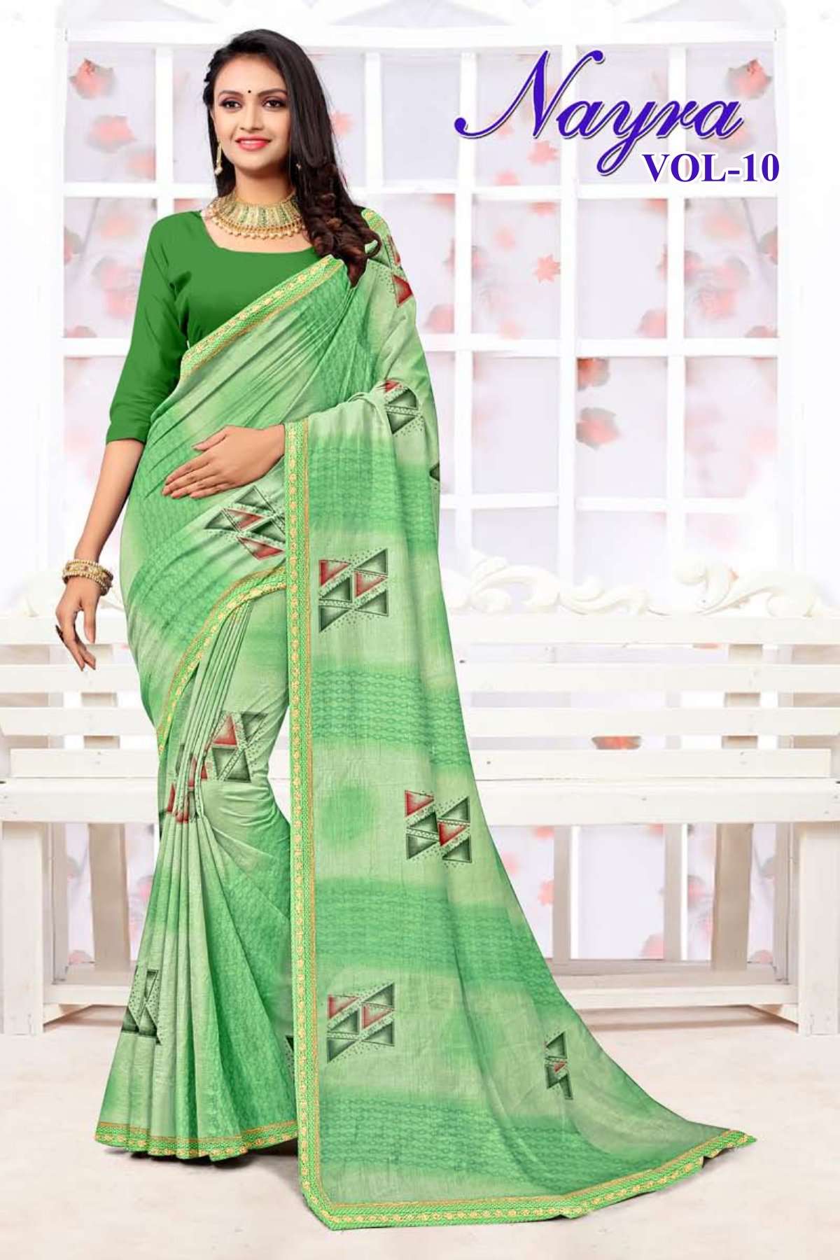 NAYRA-10 BY TEXOFAB IN RANIAL GEORGETTE ALL OVER PRINTED SAREE WITH BORDER 