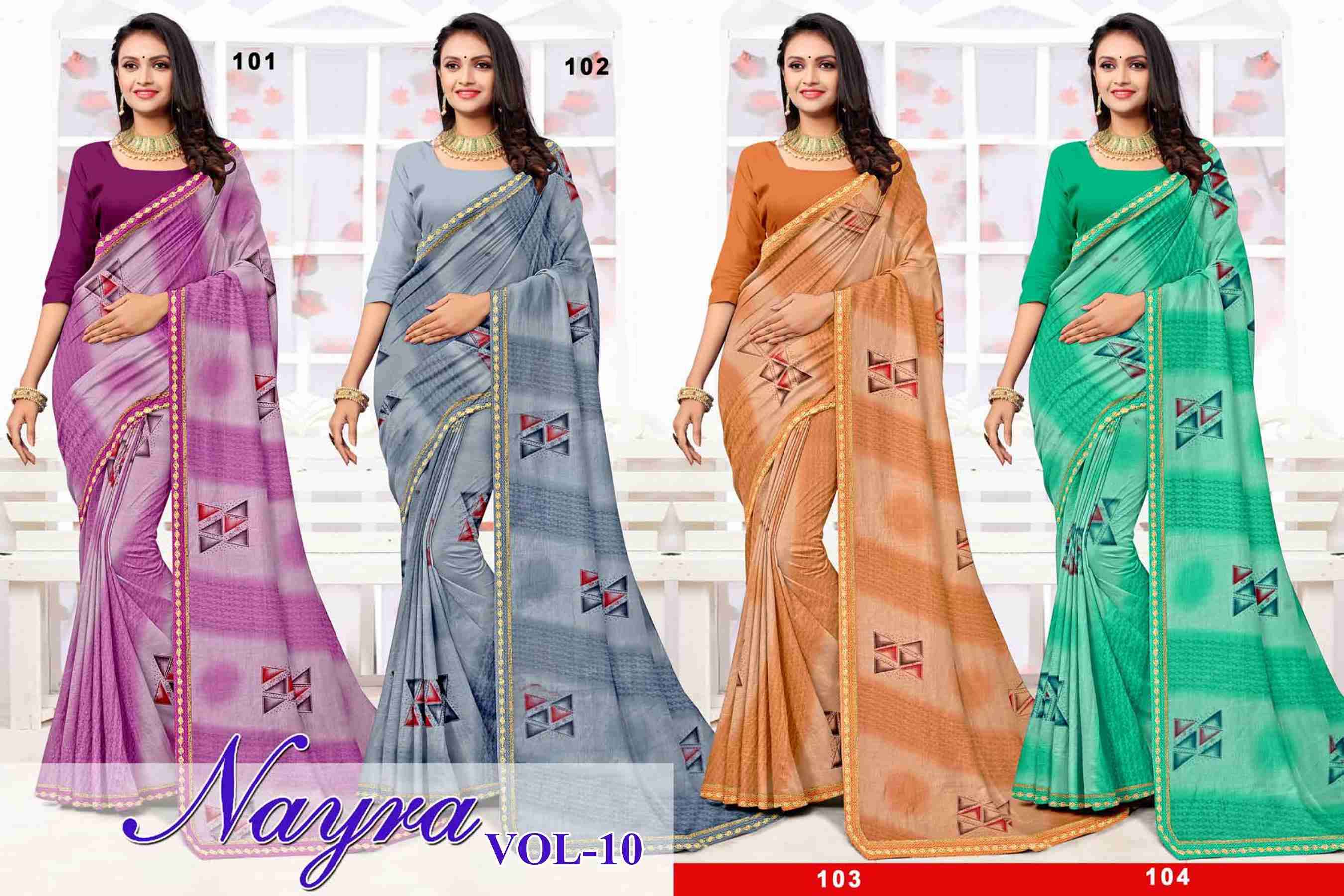 NAYRA-10 BY TEXOFAB IN RANIAL GEORGETTE ALL OVER PRINTED SAREE WITH BORDER 