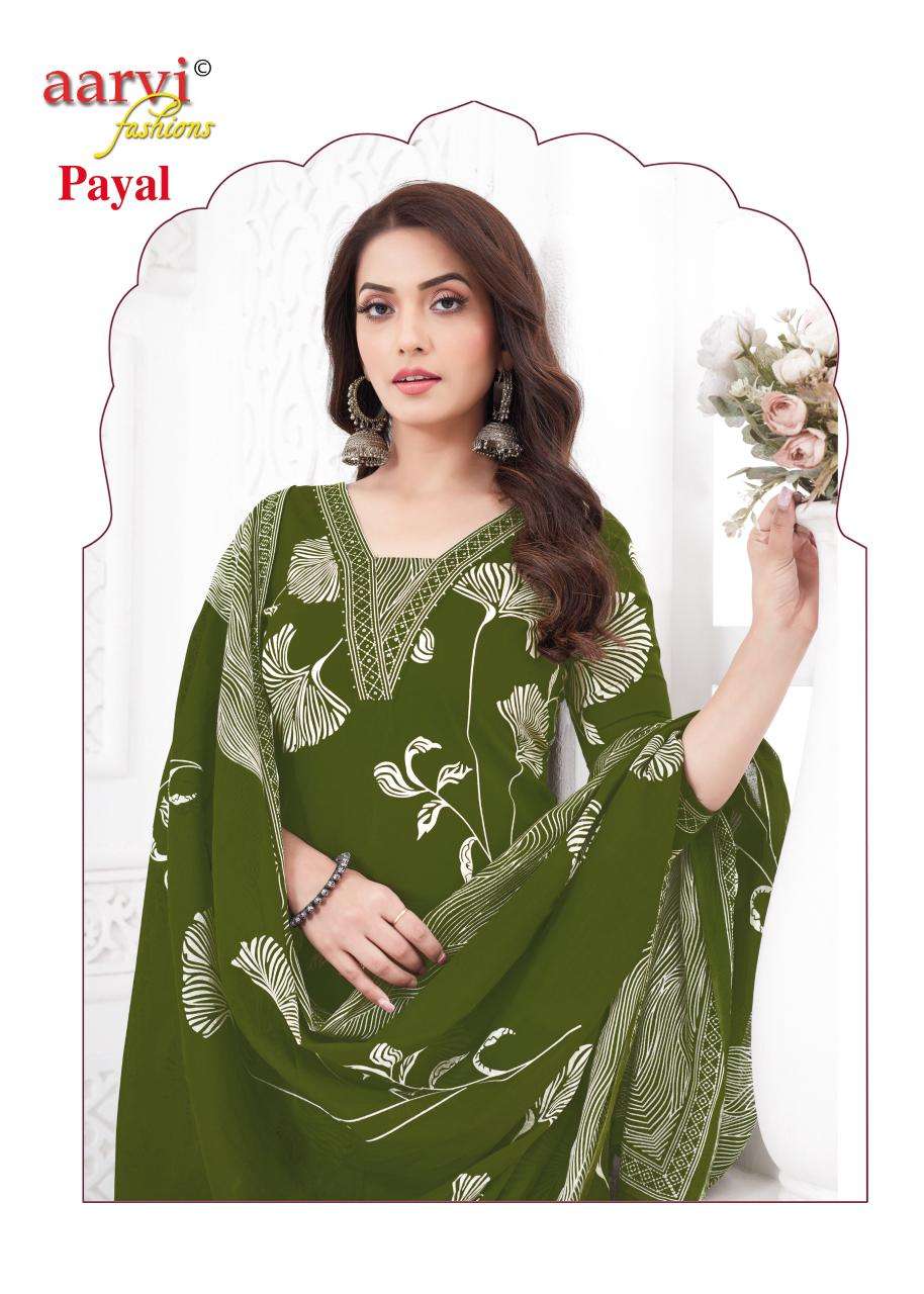 PAYAL VOL-1 BY AARVI FASHION IN COTTON SILK WITH KATHA HAND WORK & MUL DUPATTA 