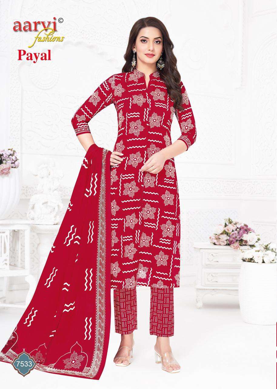 PAYAL VOL-1 BY AARVI FASHION IN COTTON SILK WITH KATHA HAND WORK & MUL DUPATTA 