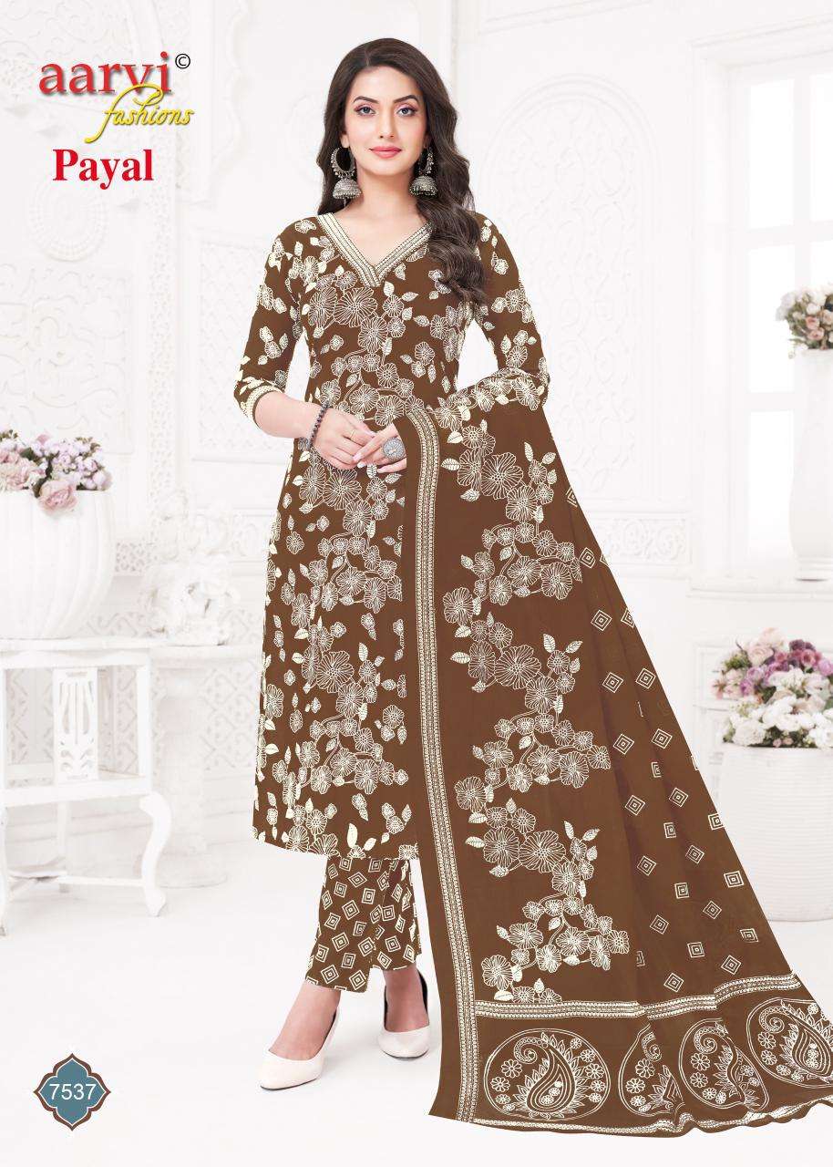 PAYAL VOL-1 BY AARVI FASHION IN COTTON SILK WITH KATHA HAND WORK & MUL DUPATTA 