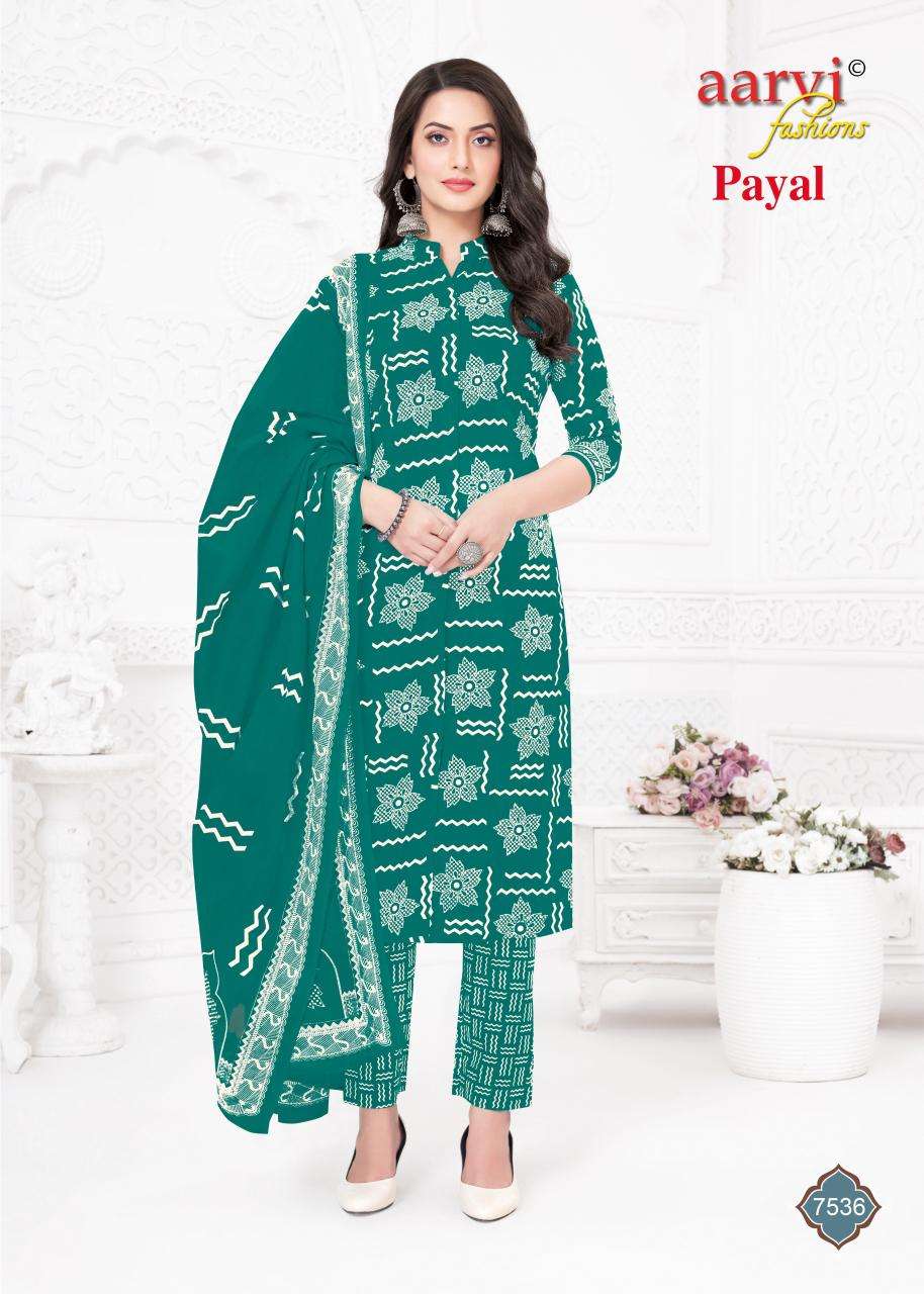 PAYAL VOL-1 BY AARVI FASHION IN COTTON SILK WITH KATHA HAND WORK & MUL DUPATTA 