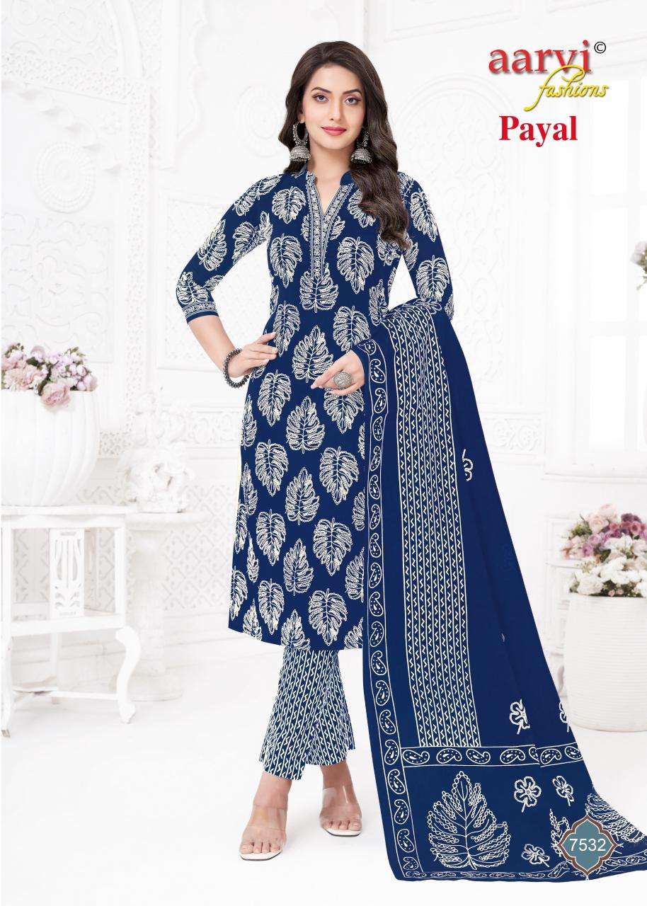 PAYAL VOL-1 BY AARVI FASHION IN COTTON SILK WITH KATHA HAND WORK & MUL DUPATTA 