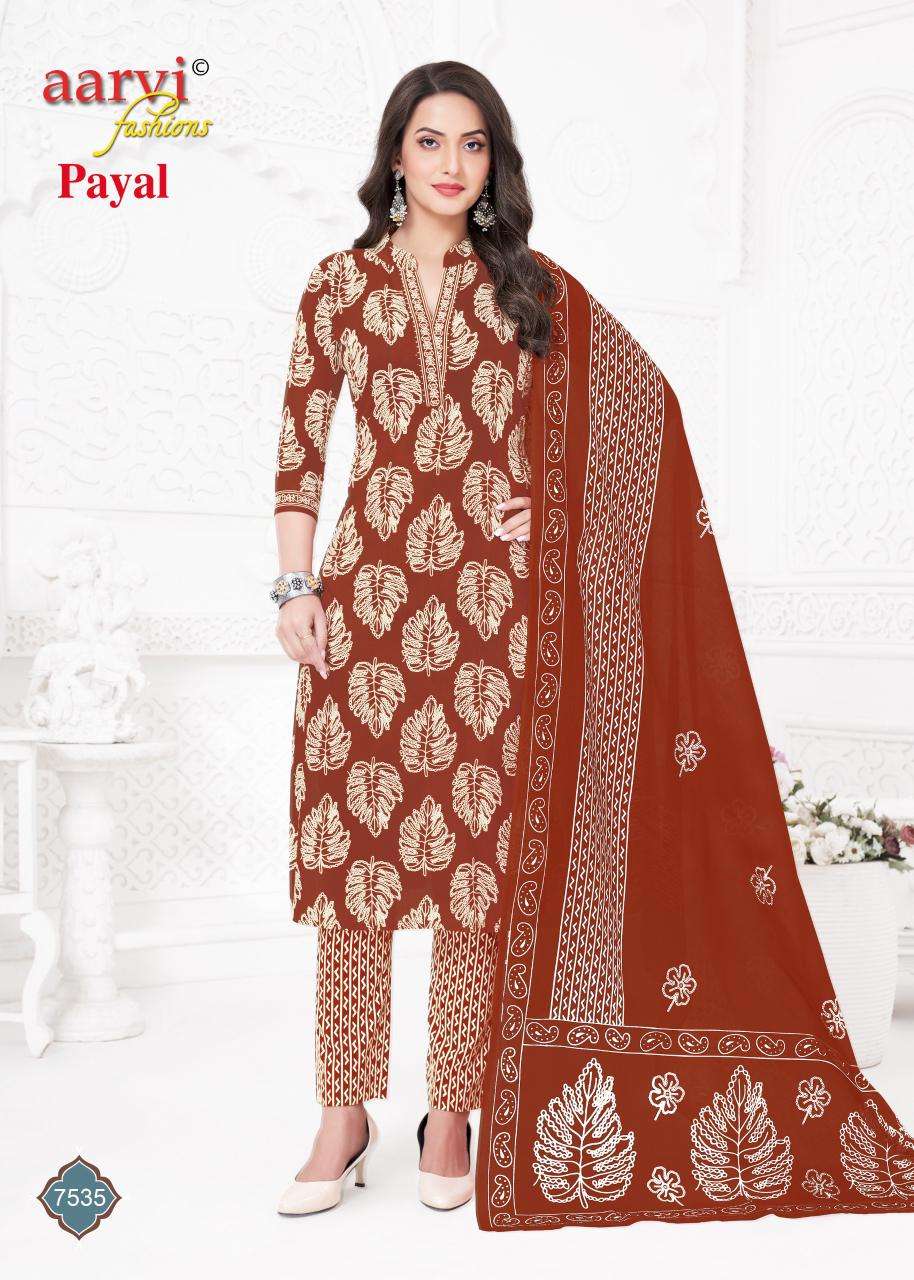 PAYAL VOL-1 BY AARVI FASHION IN COTTON SILK WITH KATHA HAND WORK & MUL DUPATTA 
