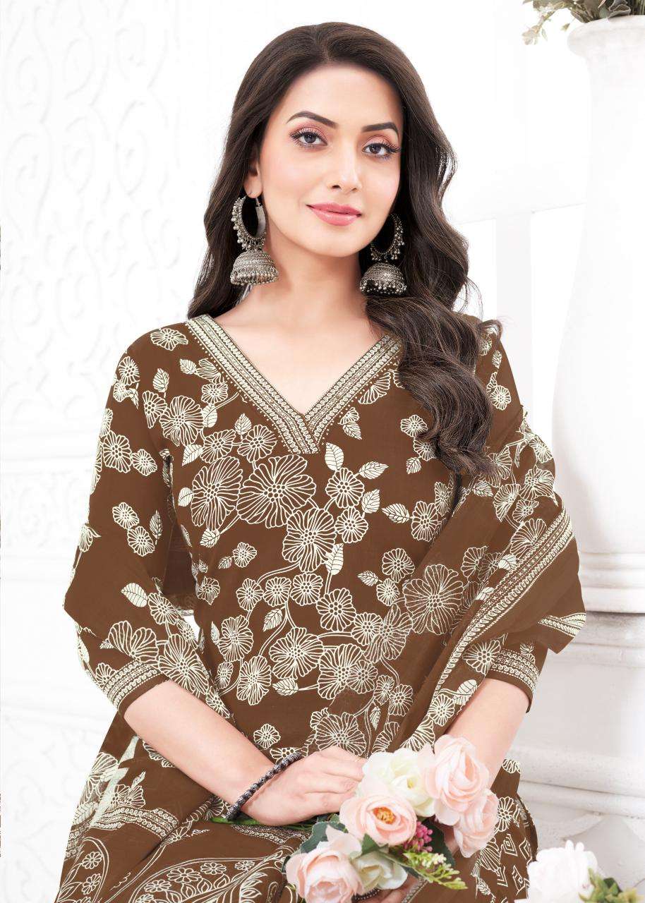 PAYAL VOL-1 BY AARVI FASHION IN COTTON SILK WITH KATHA HAND WORK & MUL DUPATTA 