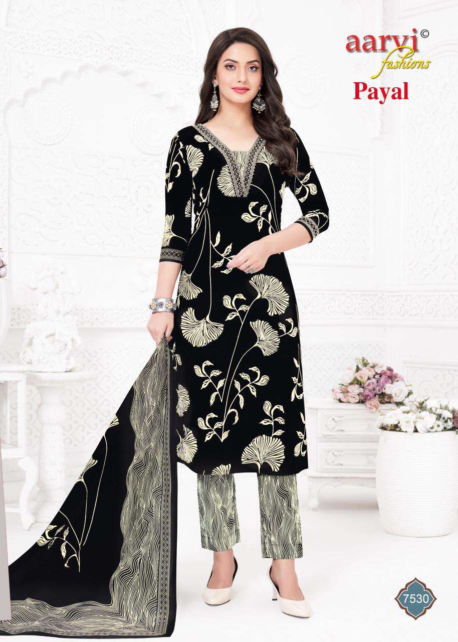 PAYAL VOL-1 BY AARVI FASHION IN COTTON SILK WITH KATHA HAND WORK & MUL DUPATTA 