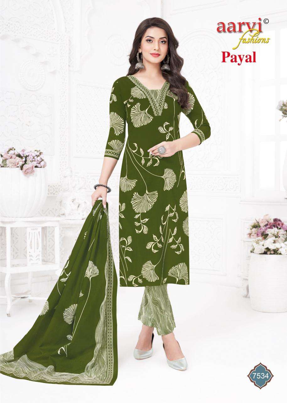 PAYAL VOL-1 BY AARVI FASHION IN COTTON SILK WITH KATHA HAND WORK & MUL DUPATTA 