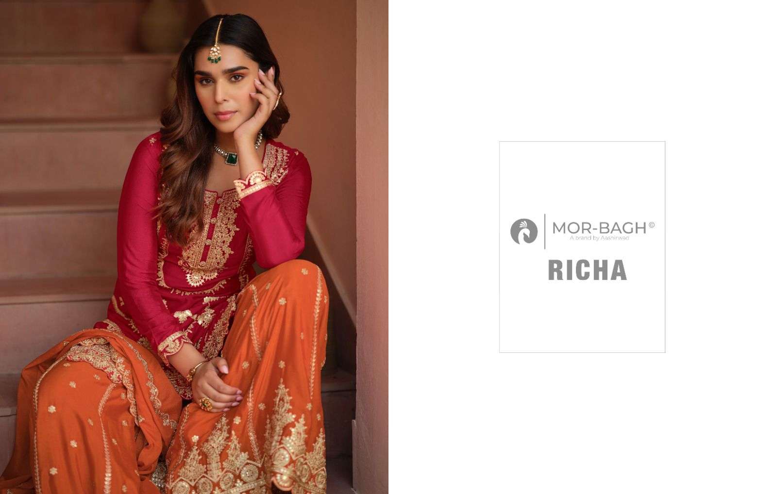 RICHA BY AASHIRWAD CREATION IN PREMIUM CHINNON SILK WITH HEAVY EMBROIDERY WORK 