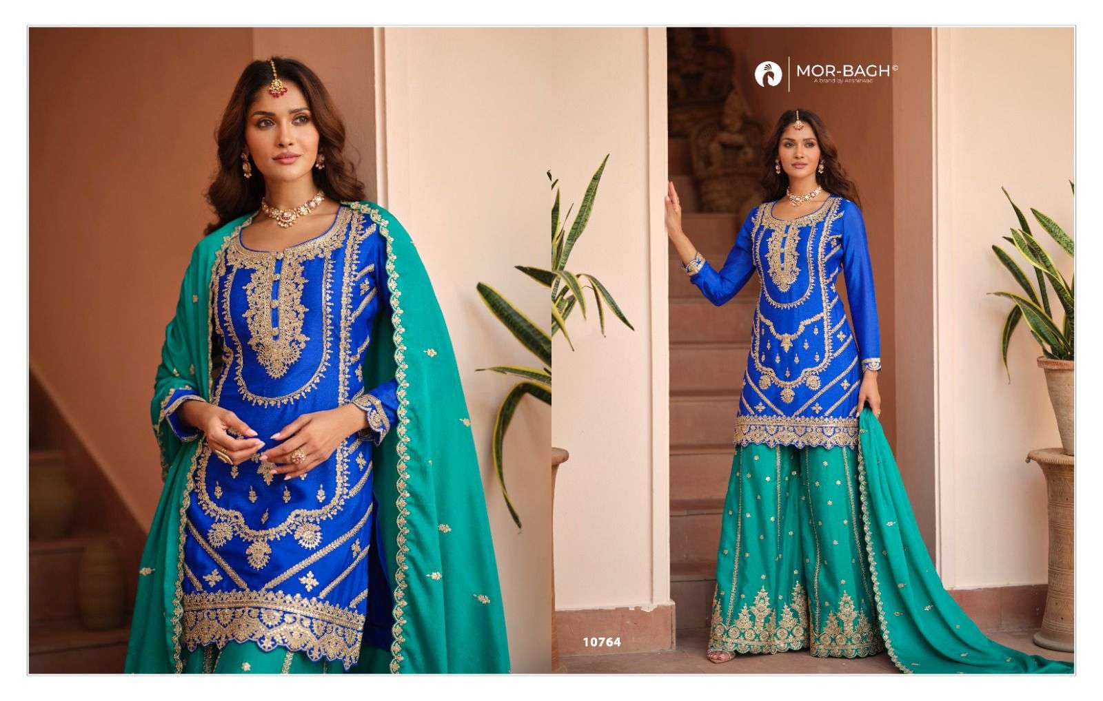 RICHA BY AASHIRWAD CREATION IN PREMIUM CHINNON SILK WITH HEAVY EMBROIDERY WORK 