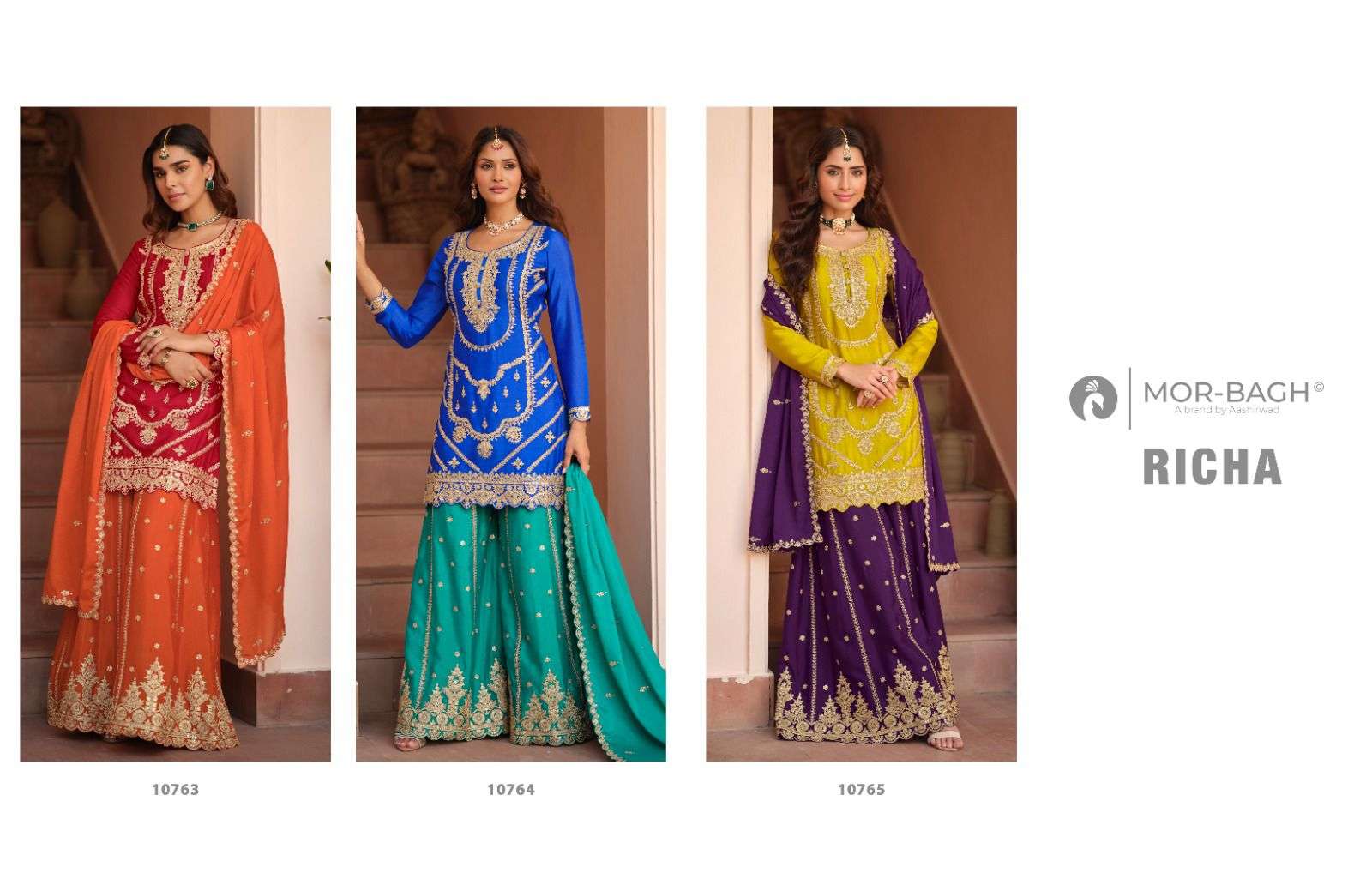 RICHA BY AASHIRWAD CREATION IN PREMIUM CHINNON SILK WITH HEAVY EMBROIDERY WORK 