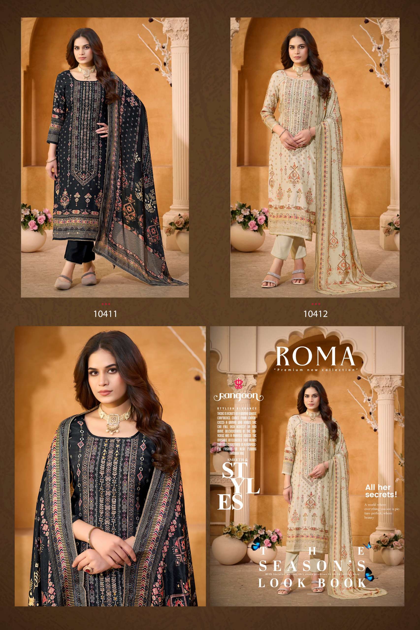 ROMA BY RANGOON IN PURE MUSLIN WITH DIGITAL PRINT AARI & SWAROVSKI DIAMOND WORK 