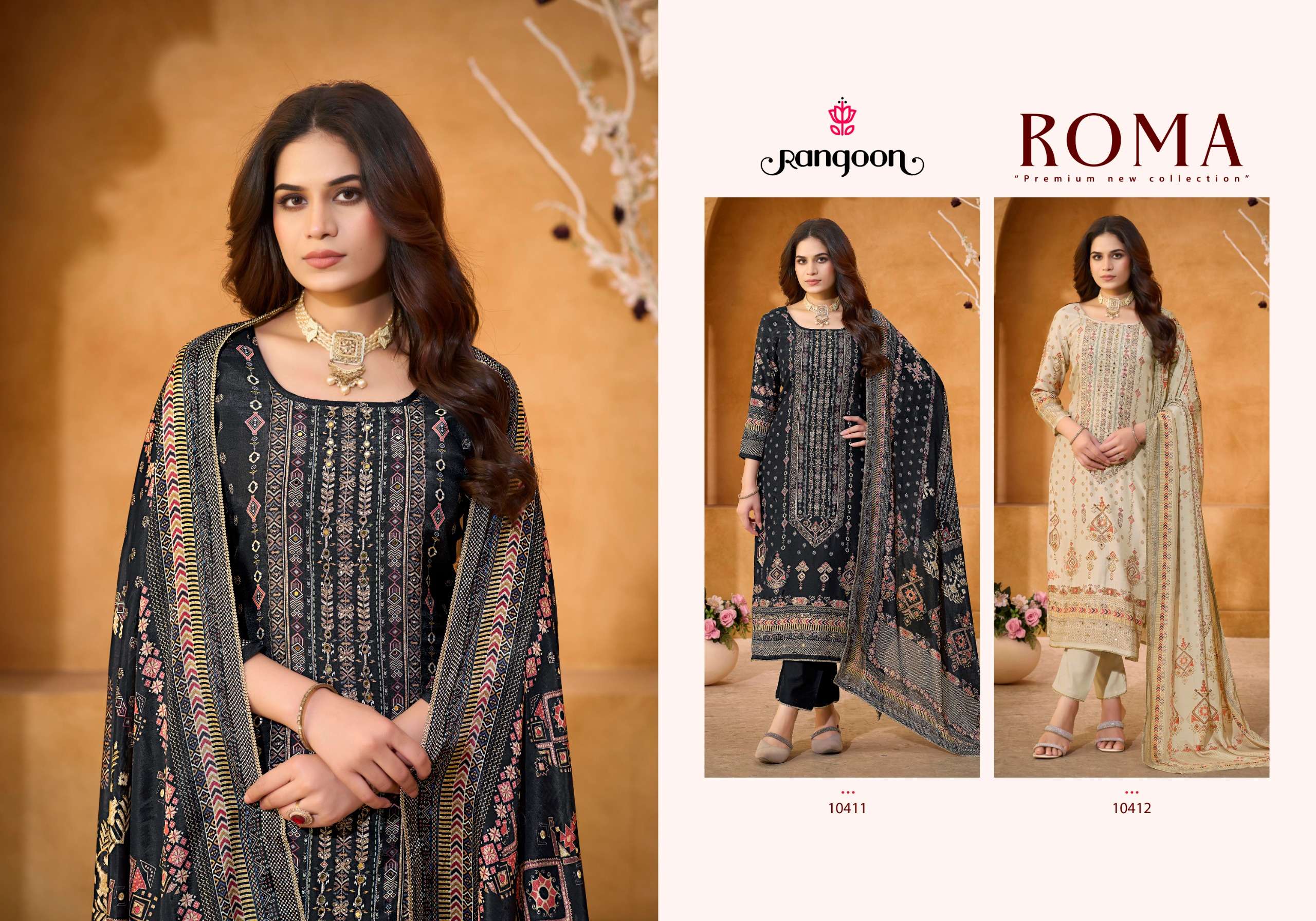 ROMA BY RANGOON IN PURE MUSLIN WITH DIGITAL PRINT AARI & SWAROVSKI DIAMOND WORK 