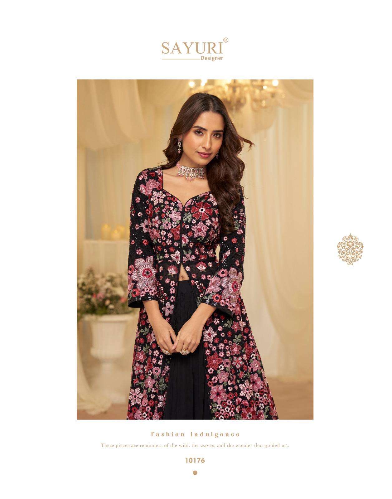 ROOP BY SAYURI DESIGNER IN REAL GEROGETTE CUT TOP & SKIRT WITH EMBROIDERY WORK