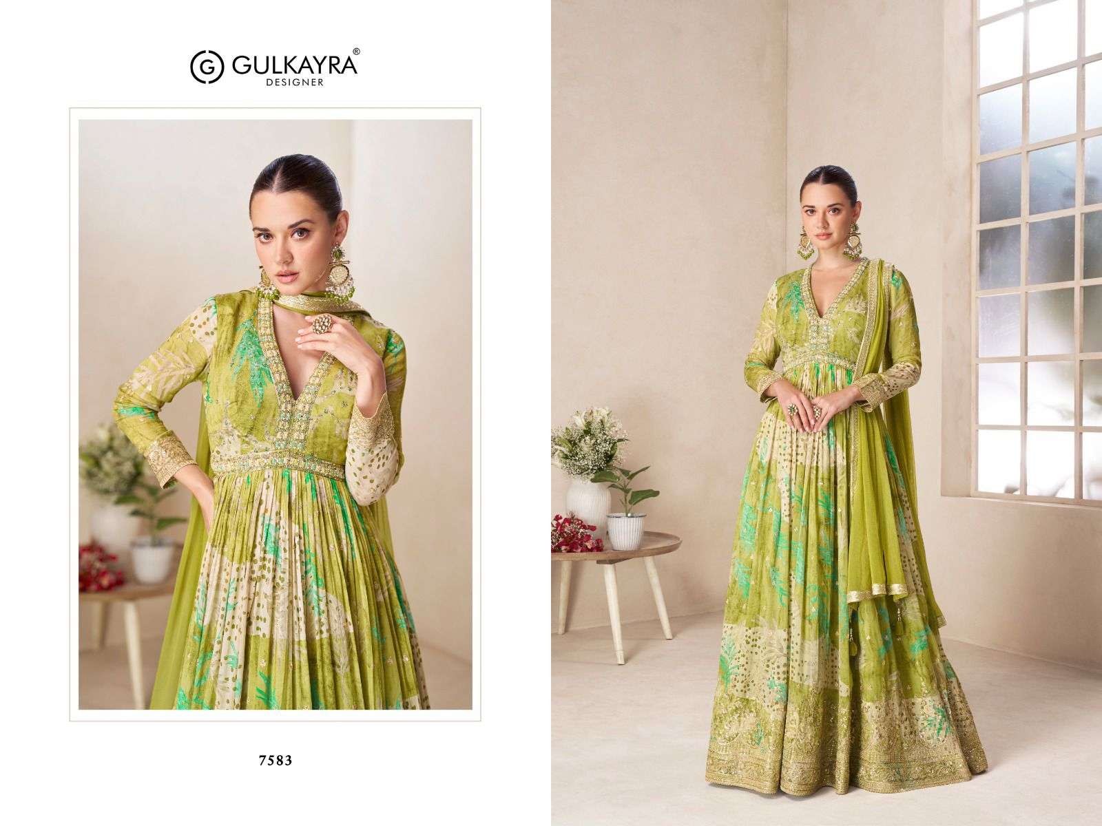 RUSHIKA BY GULKAYRA DESIGNER IN REAL CHINON DIGITAL PRINT WITH EMBROIDERY WORK GOWN 