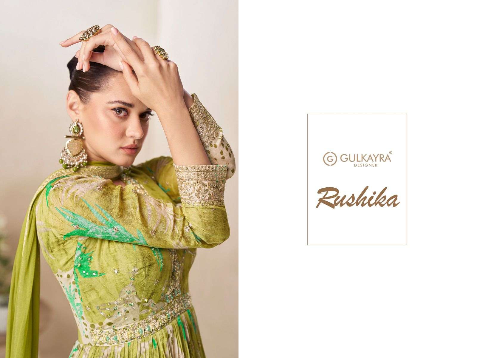 RUSHIKA BY GULKAYRA DESIGNER IN REAL CHINON DIGITAL PRINT WITH EMBROIDERY WORK GOWN 