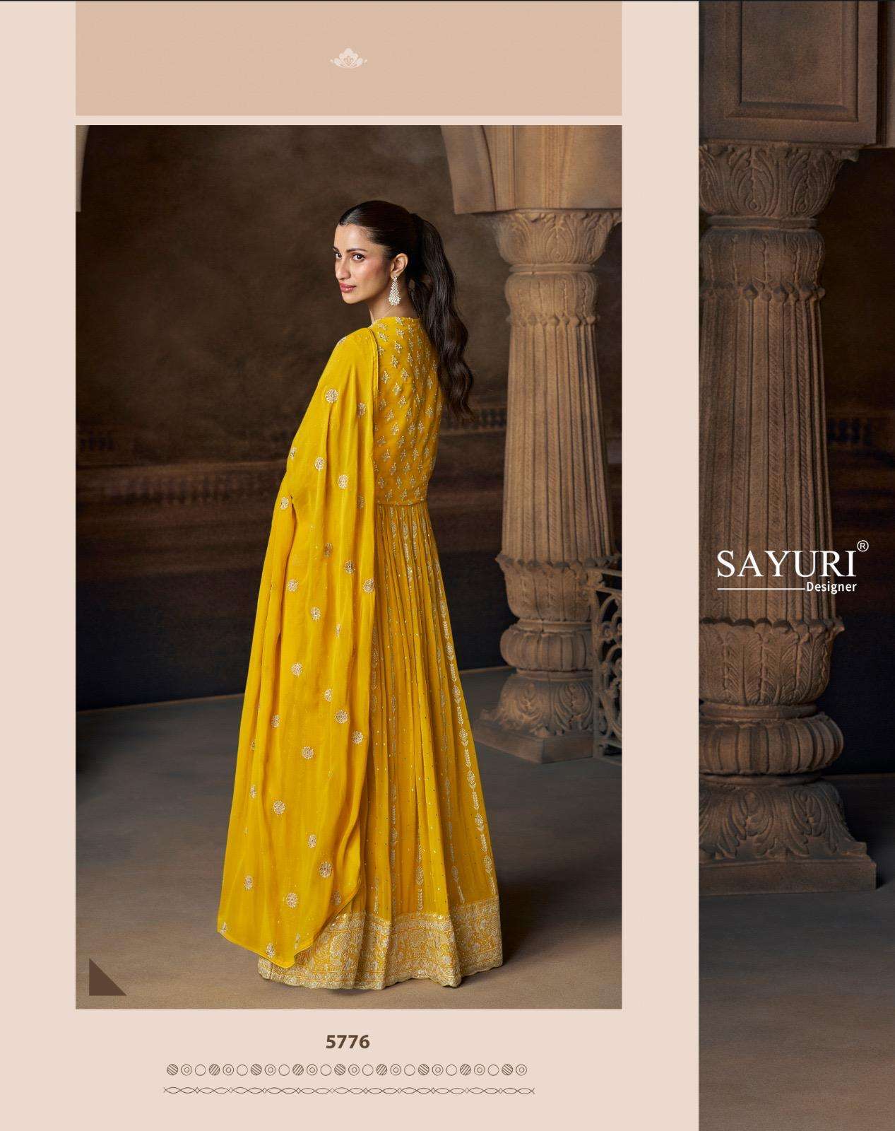 SAADGI BY SAYURI DESIGNER IN REAL GEROGETTE GOWN WITH FRONT AND BACK EMBROIDERED WORK 