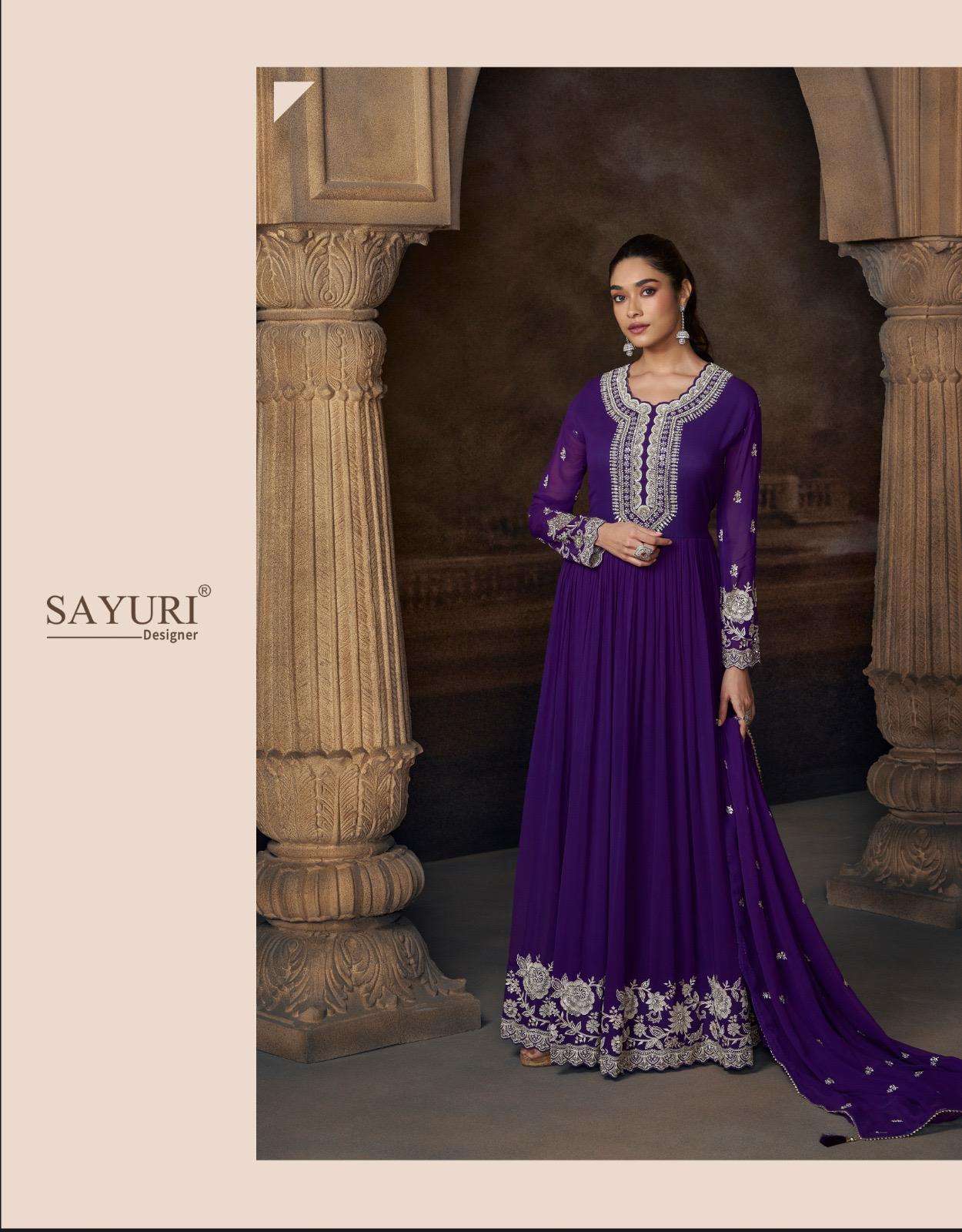 SAADGI BY SAYURI DESIGNER IN REAL GEROGETTE GOWN WITH FRONT AND BACK EMBROIDERED WORK 