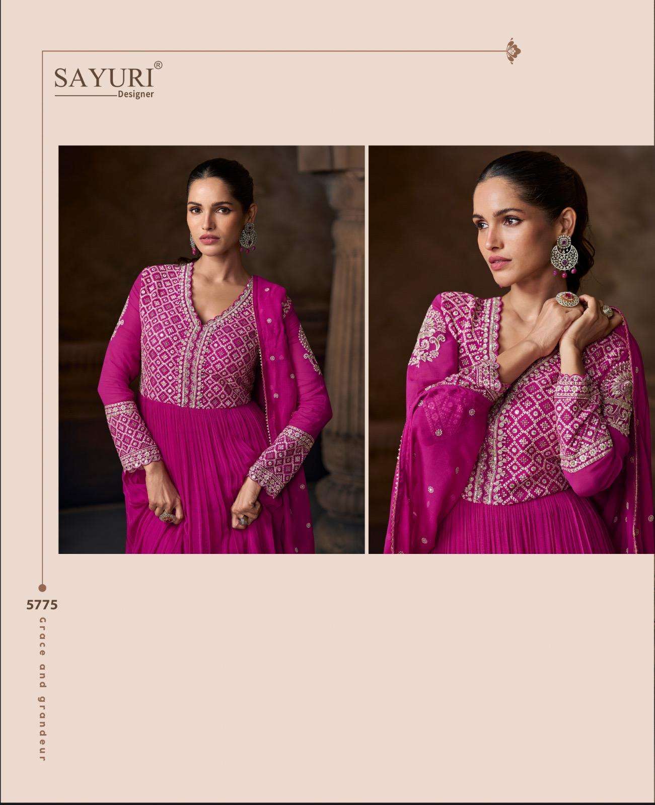 SAADGI BY SAYURI DESIGNER IN REAL GEROGETTE GOWN WITH FRONT AND BACK EMBROIDERED WORK 