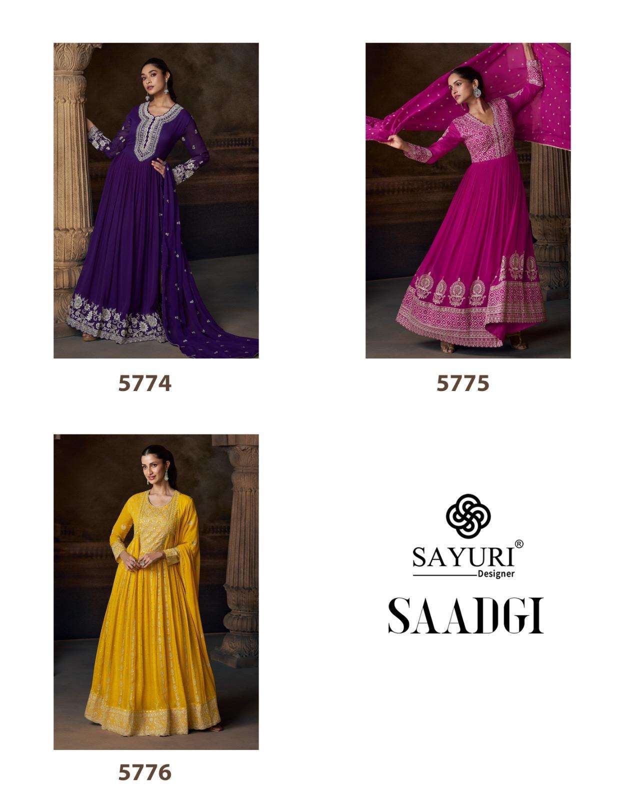 SAADGI BY SAYURI DESIGNER IN REAL GEROGETTE GOWN WITH FRONT AND BACK EMBROIDERED WORK 